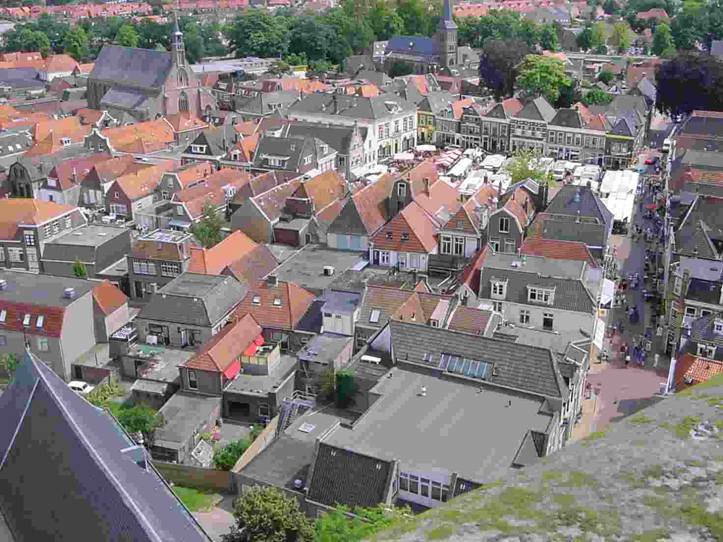 Foto centrum van Steenwijk, gemaakt vanaf de St Clemenstoren me…
