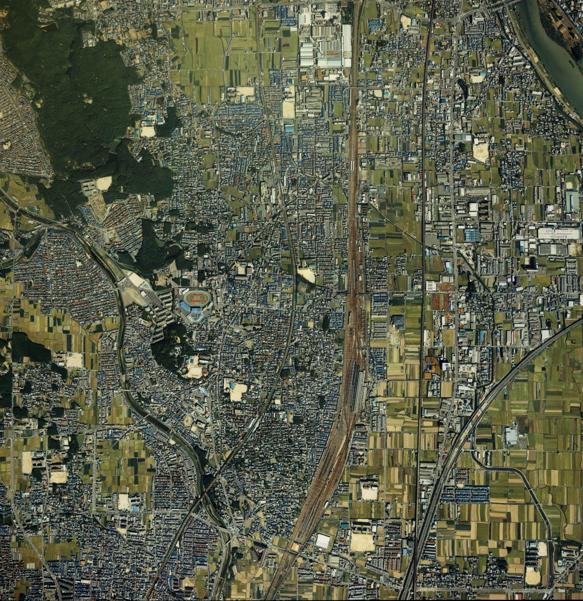 Muko city center area Aerial photograph.1987