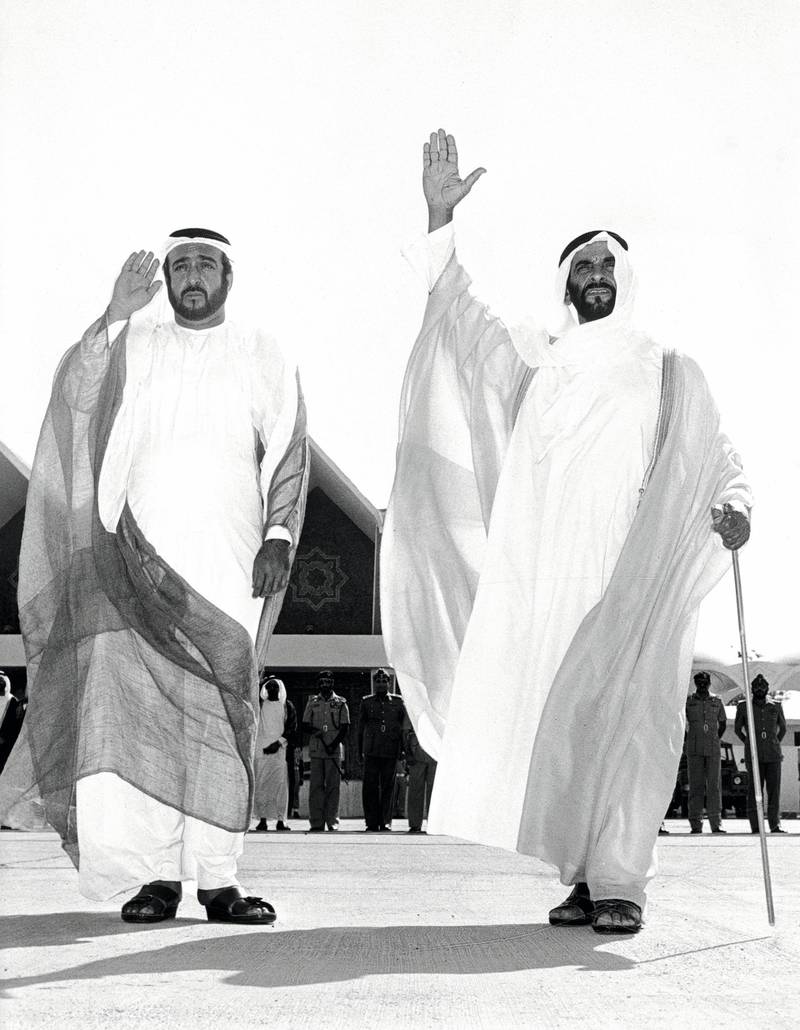Young Sheikh Khalifa Al Nahyan with his father Sheikh Zayed