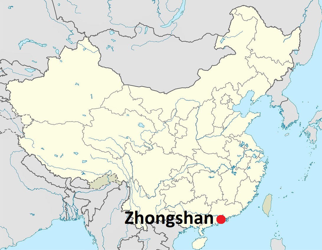 Location MAP Zhongshan city in Guangdong Province in China. Bas…