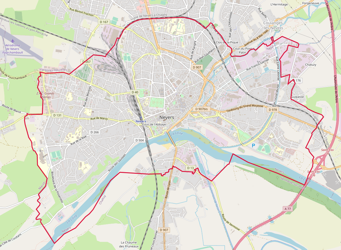Carte OSM de Nevers, Nièvre