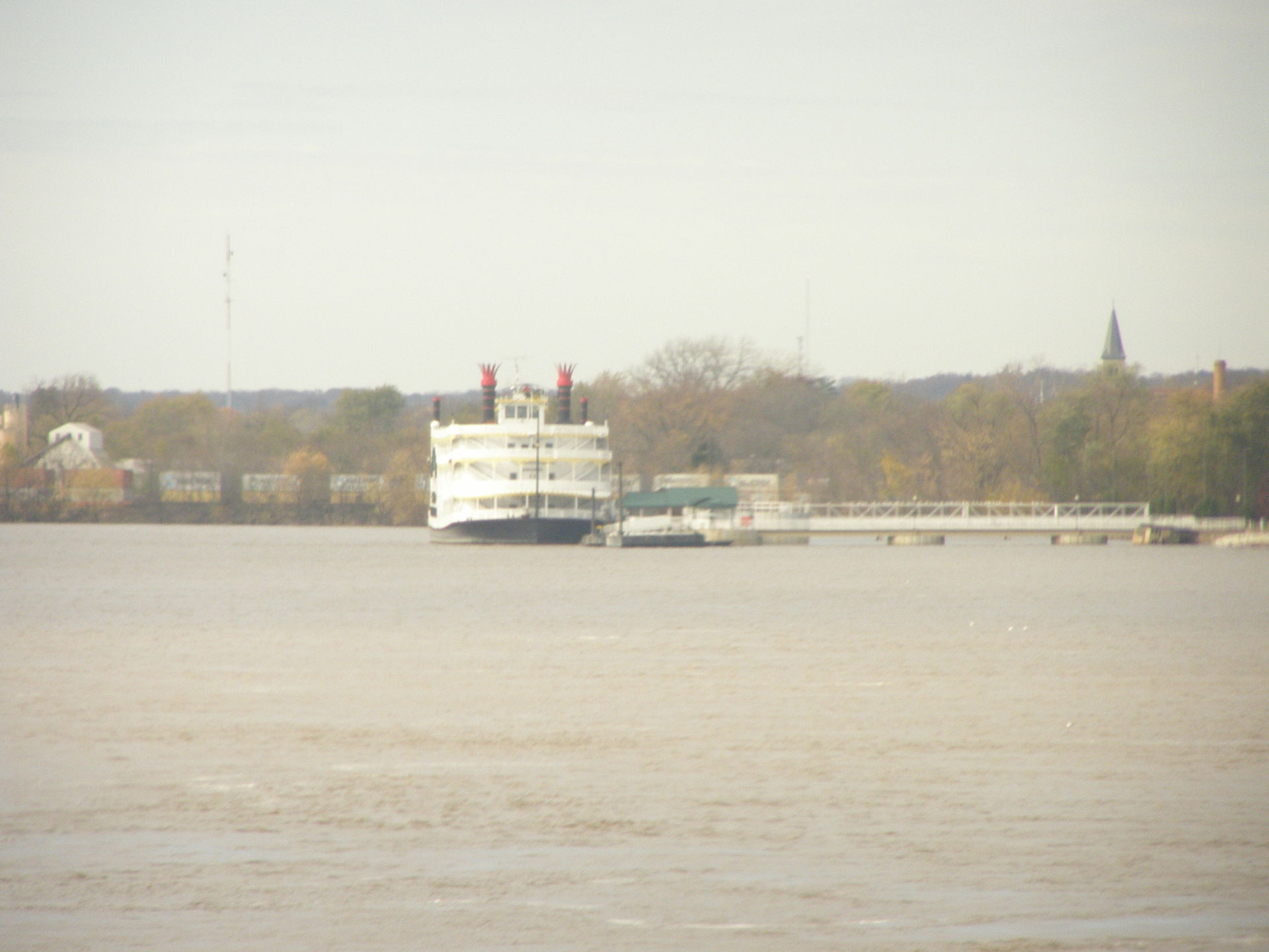 A steamboat on the Mississippi River at Fort Madison, Iowa.