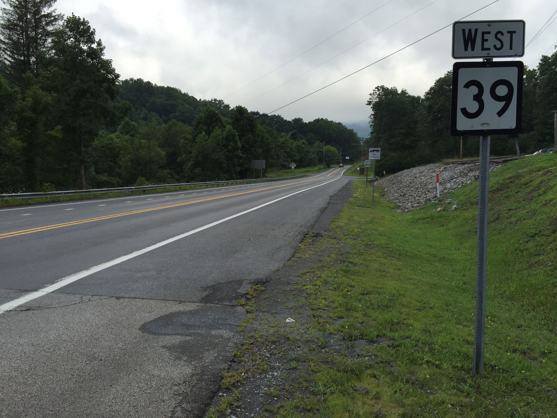 View west along West Virginia State Route 39 (Arbuckle Road) at…