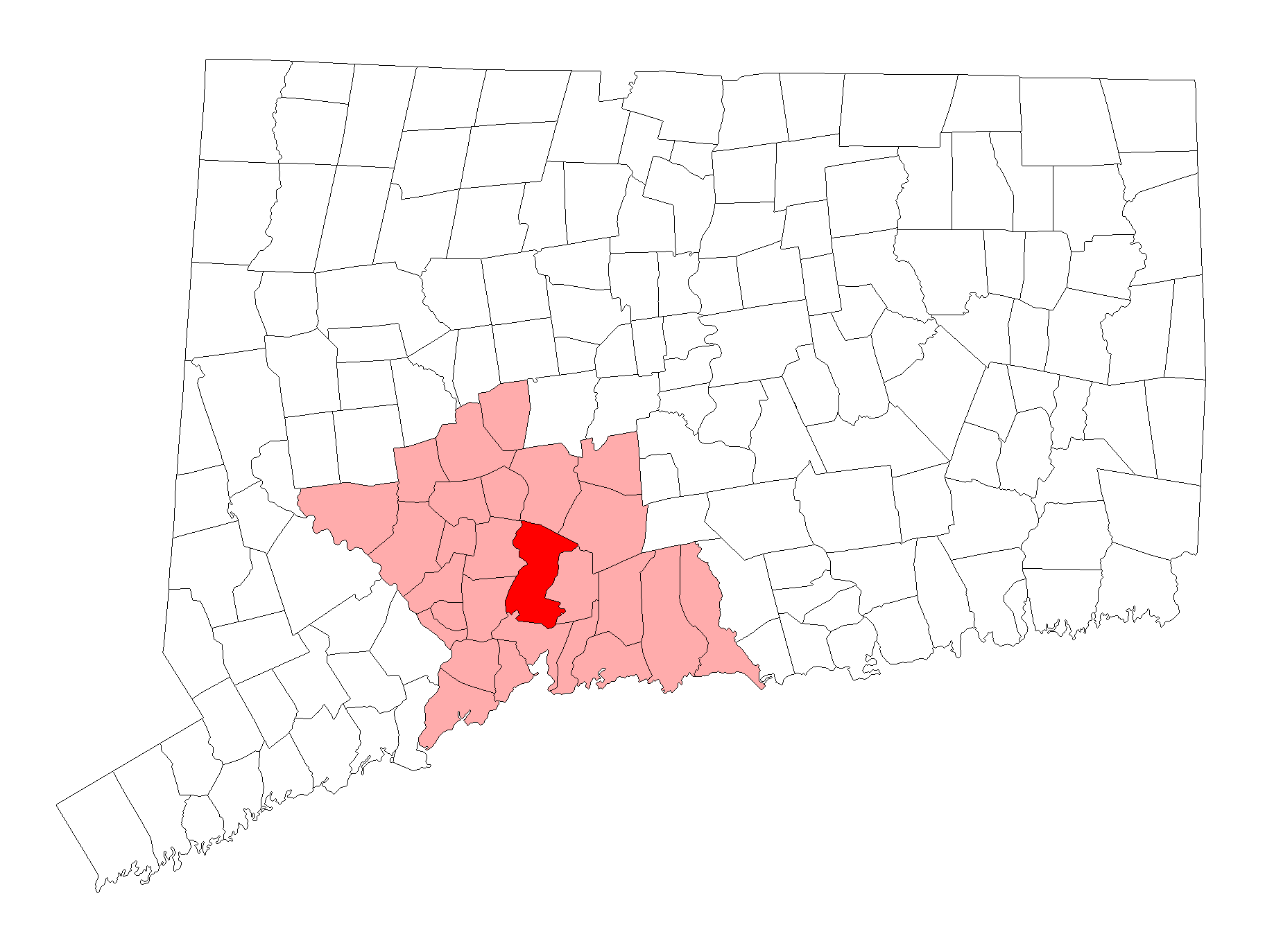 Location of the town of Hamden within New Haven County and the …