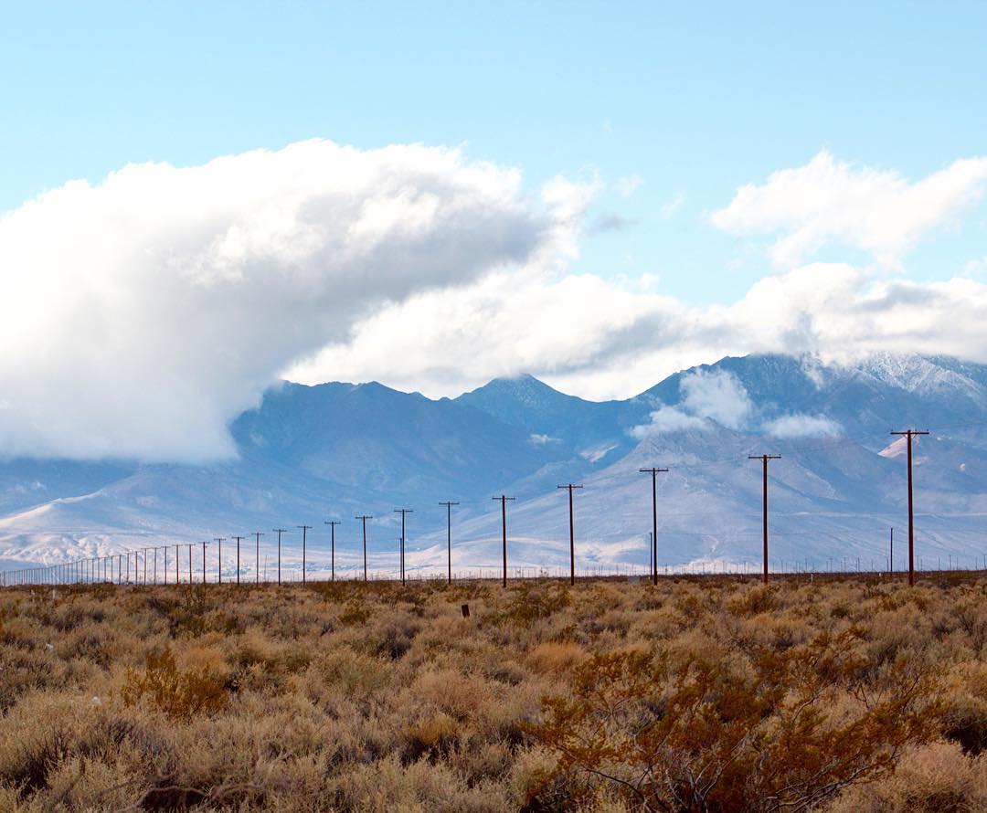 Powerlines on Highway CA-178 in Ridgecrest, CA. View of the Sou…