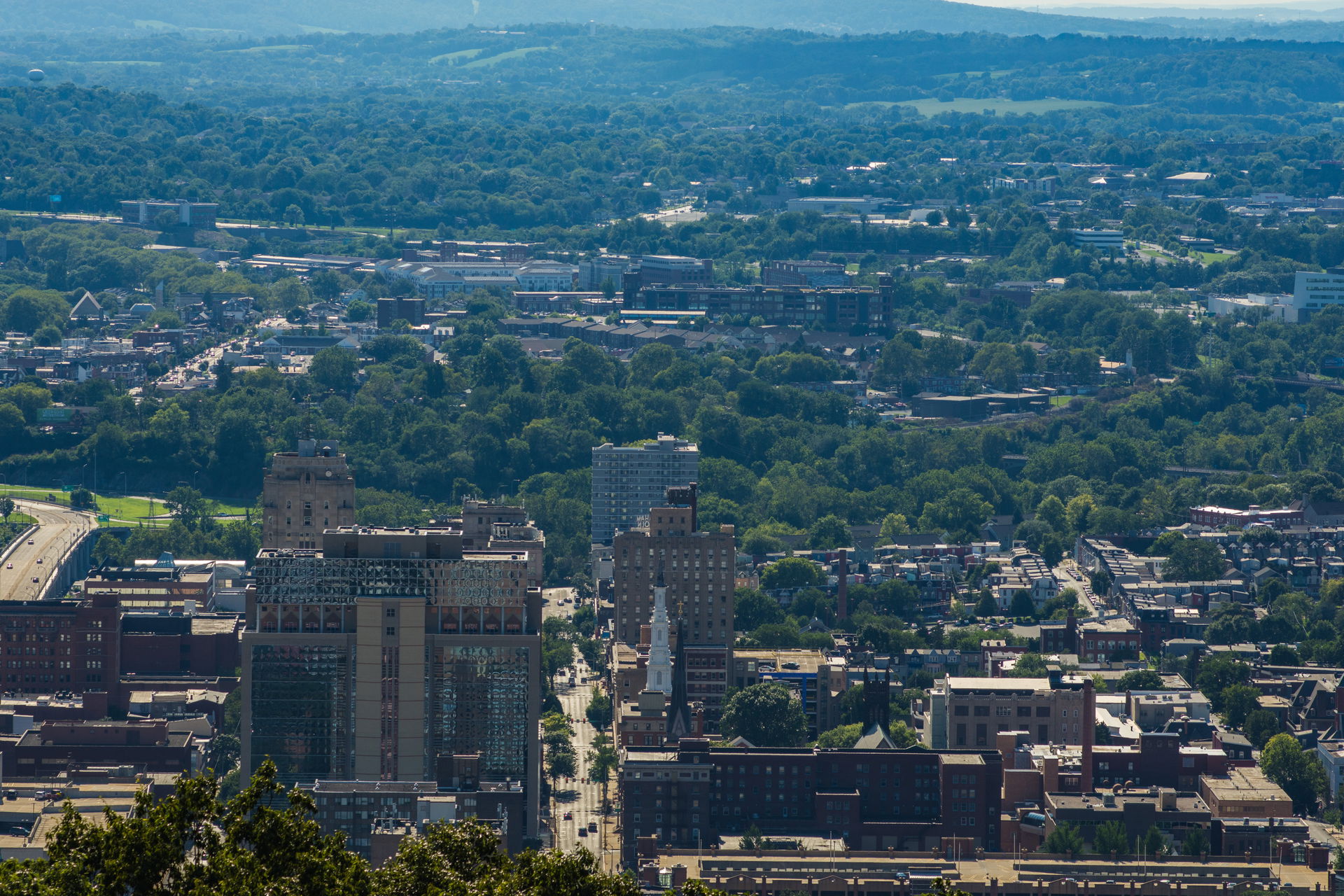 The skyline of Reading, Pennsylvania taken from the Pagoda with…