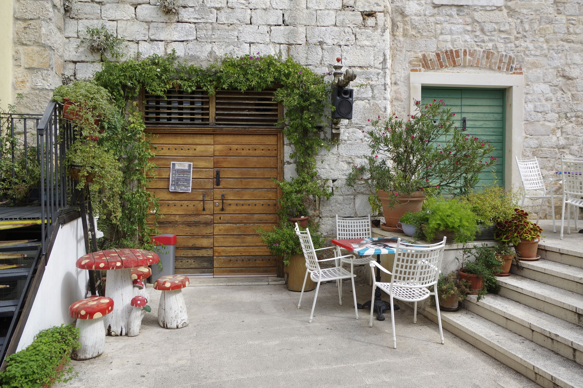 Croatia, Šibenik, Terrace in front of a house