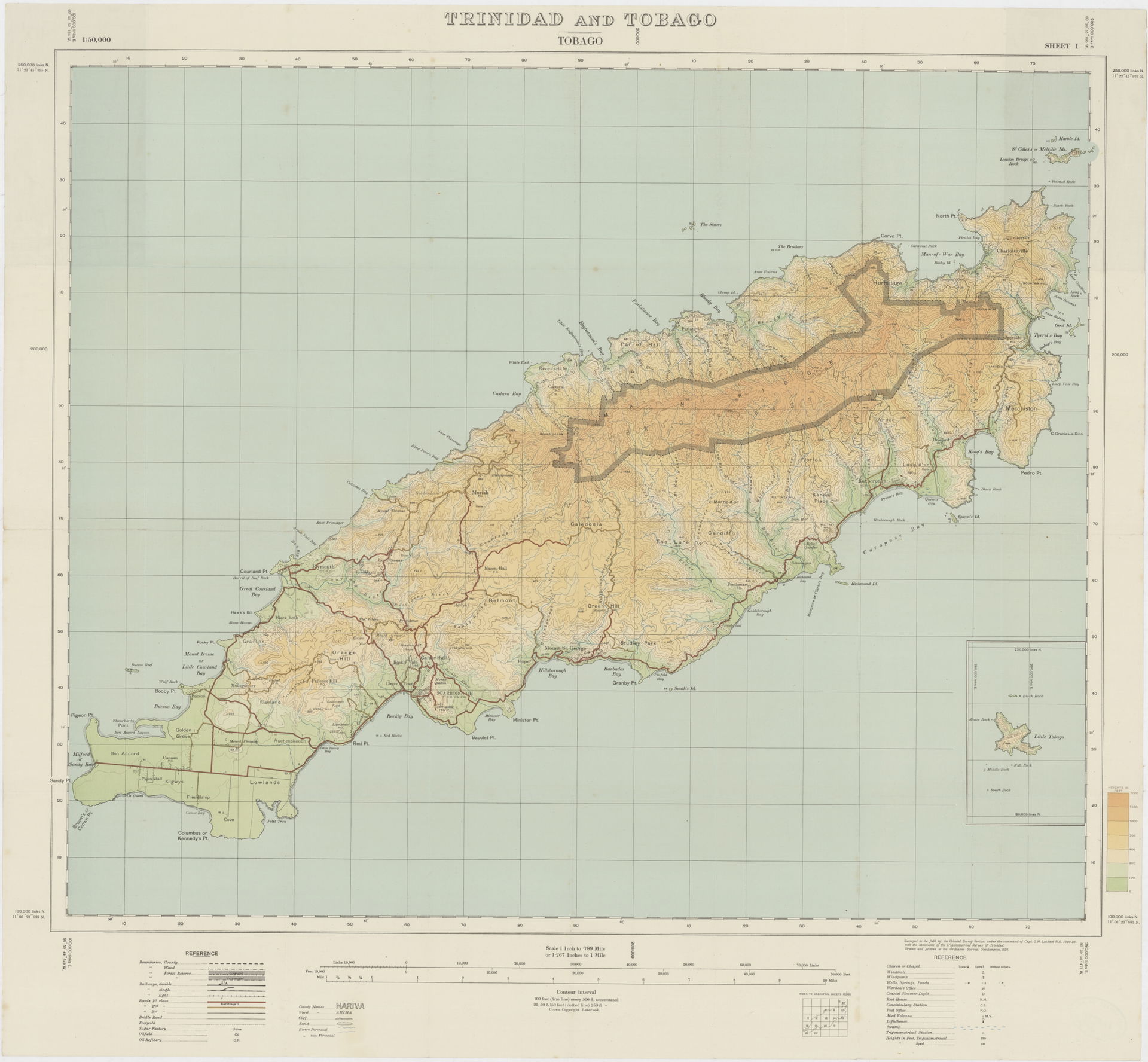 A 1926 Ordnance Survey map of Tobago (part of Trinidad and Toba…