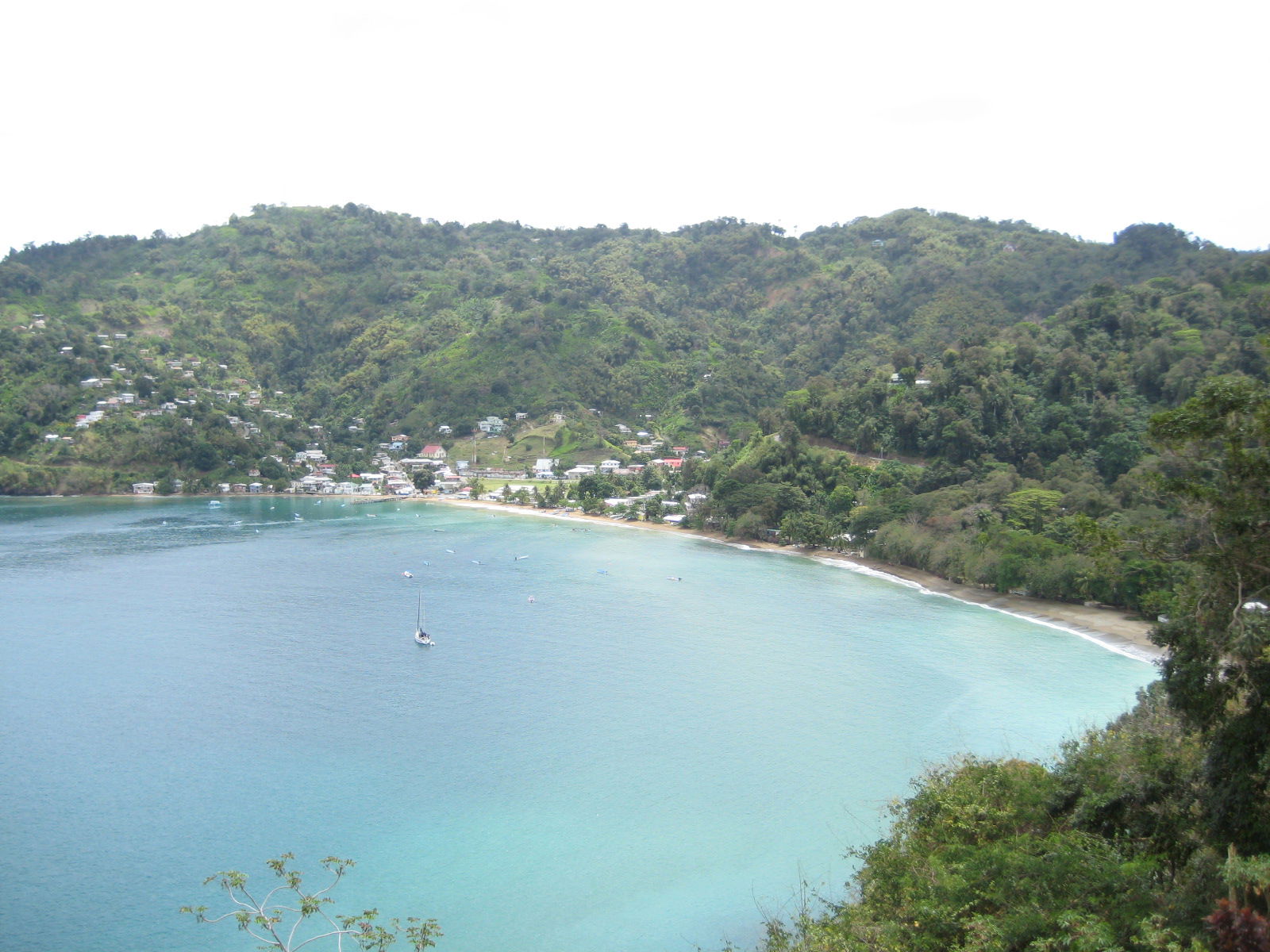 View of Charlotteville village in Tobago from Fort Campbelton