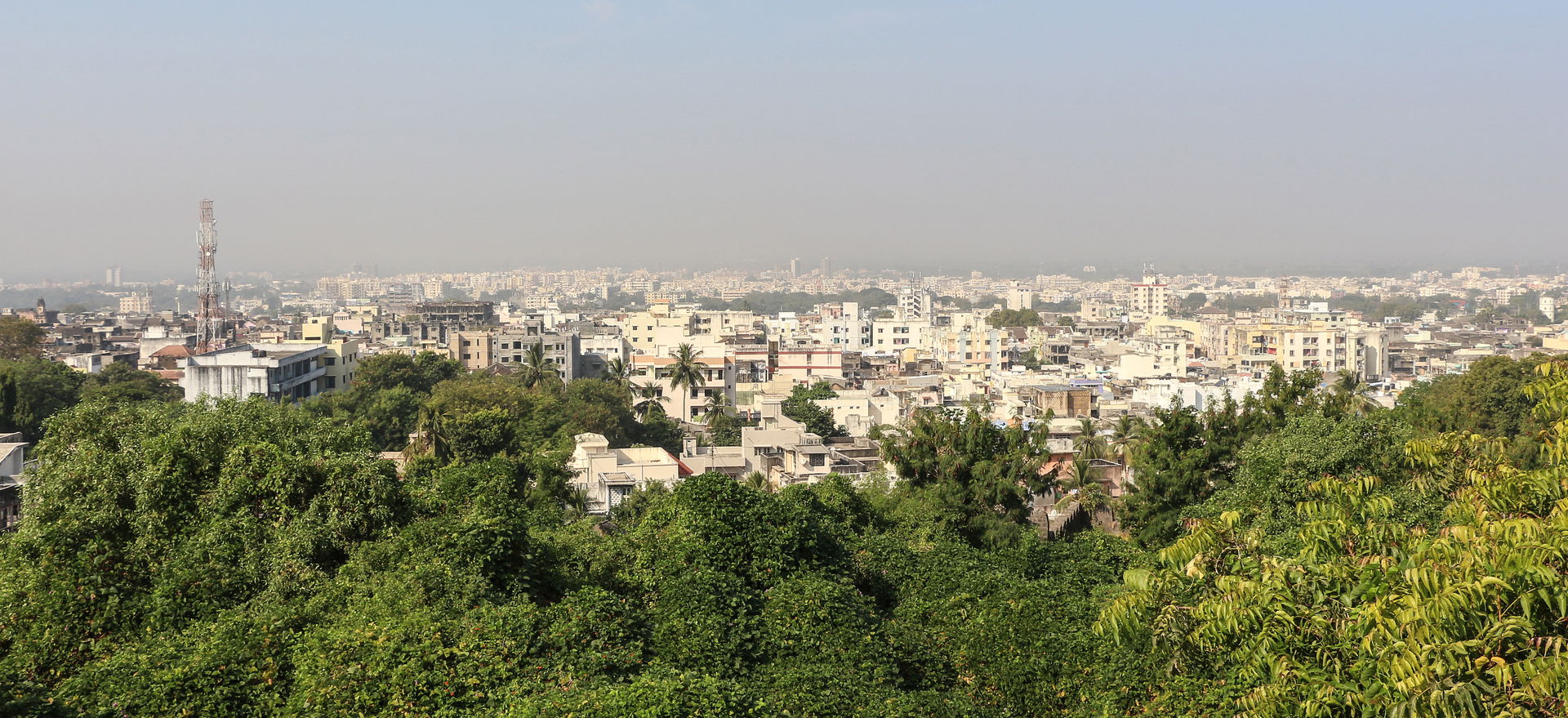 View of the city of Junagadh from the Uperkot Fort, India