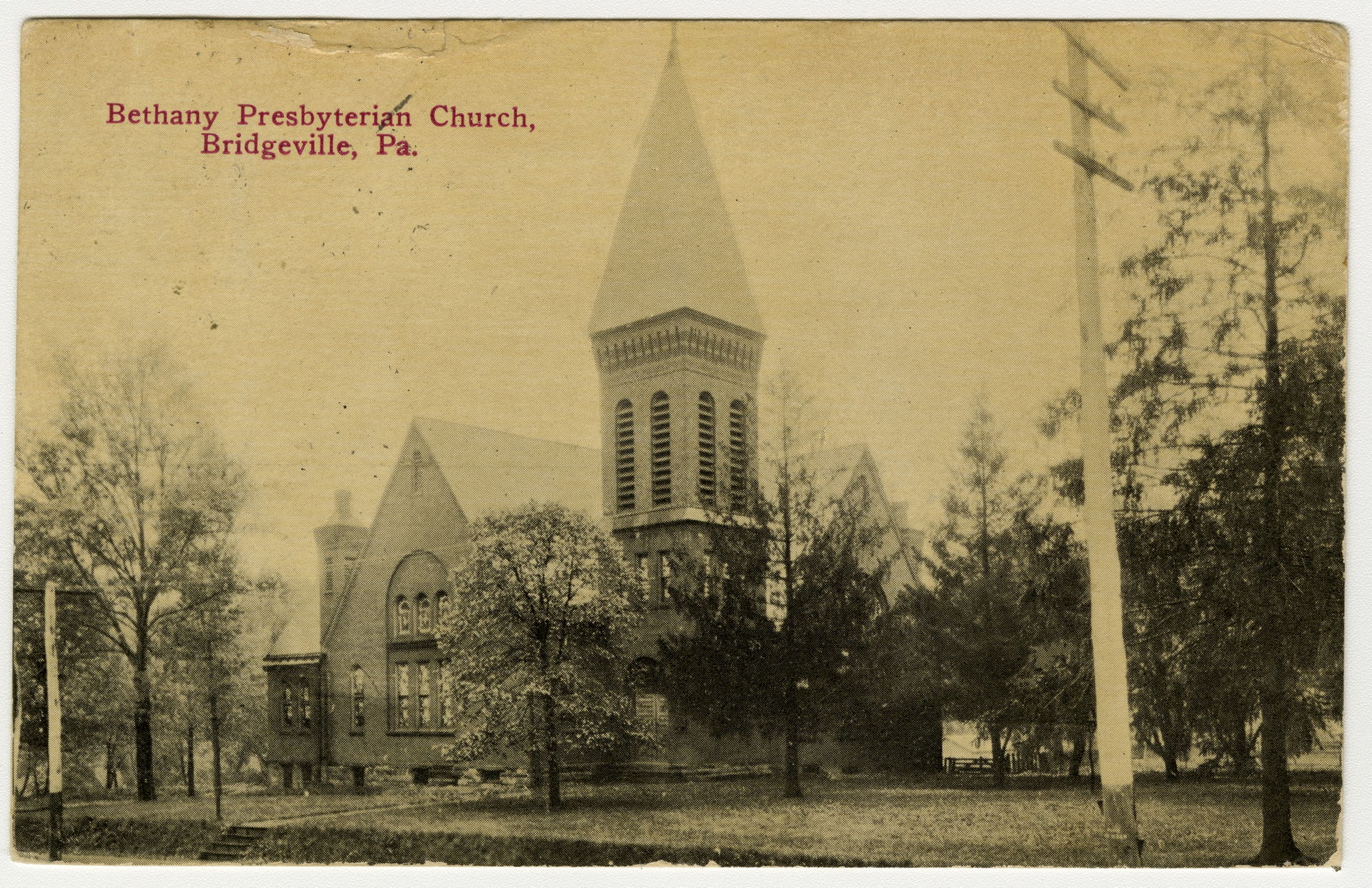Postcard of a Presbyterian church from the collections of the P…