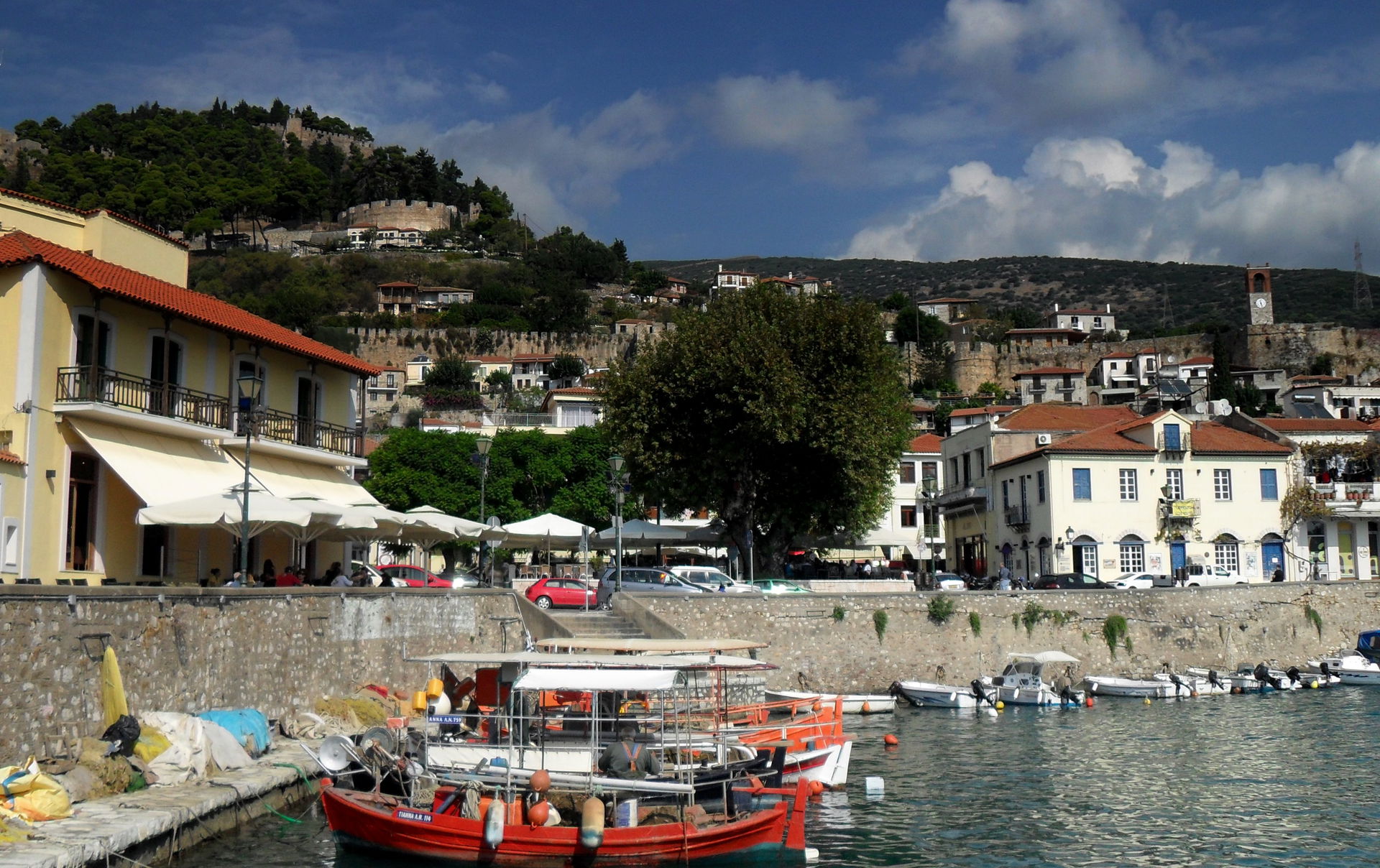 Nafpaktos, view from the port, towards the castle,