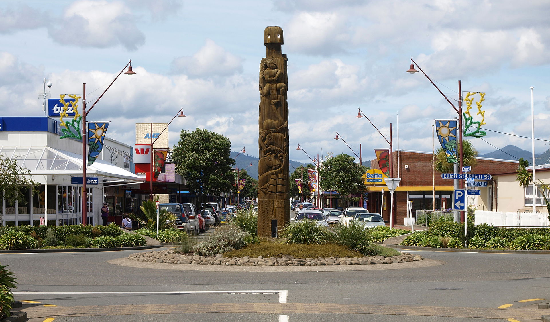 Opotiki, Bay of Plenty, New Zealand. Main street (Church Street…