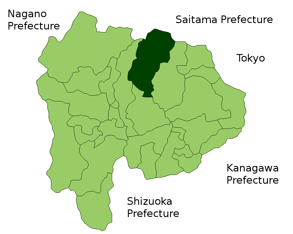 Location Map of Yamanashi in Yamanashi Prefecture, Japan