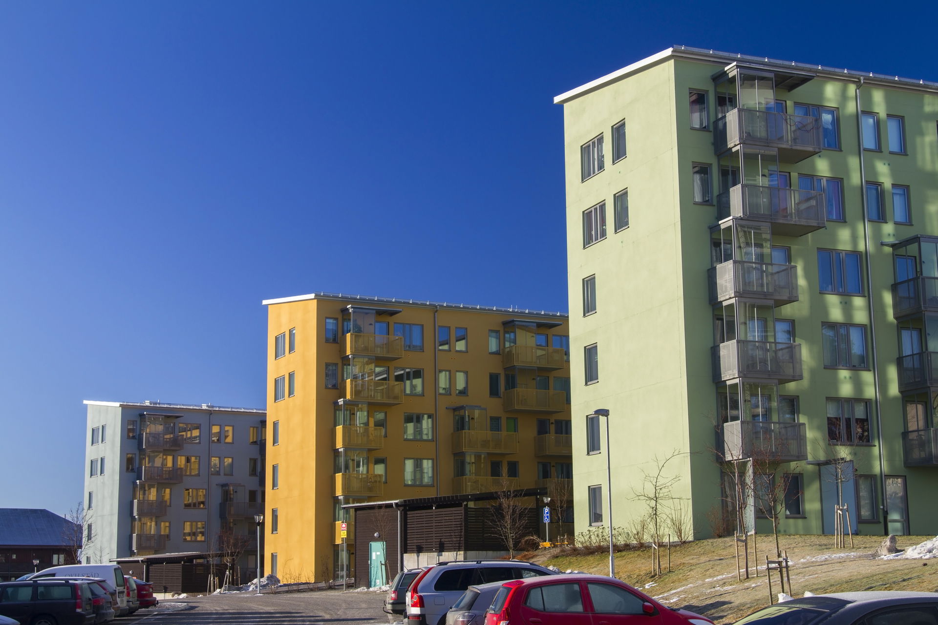 Colorful houses in Märsta, Sweden