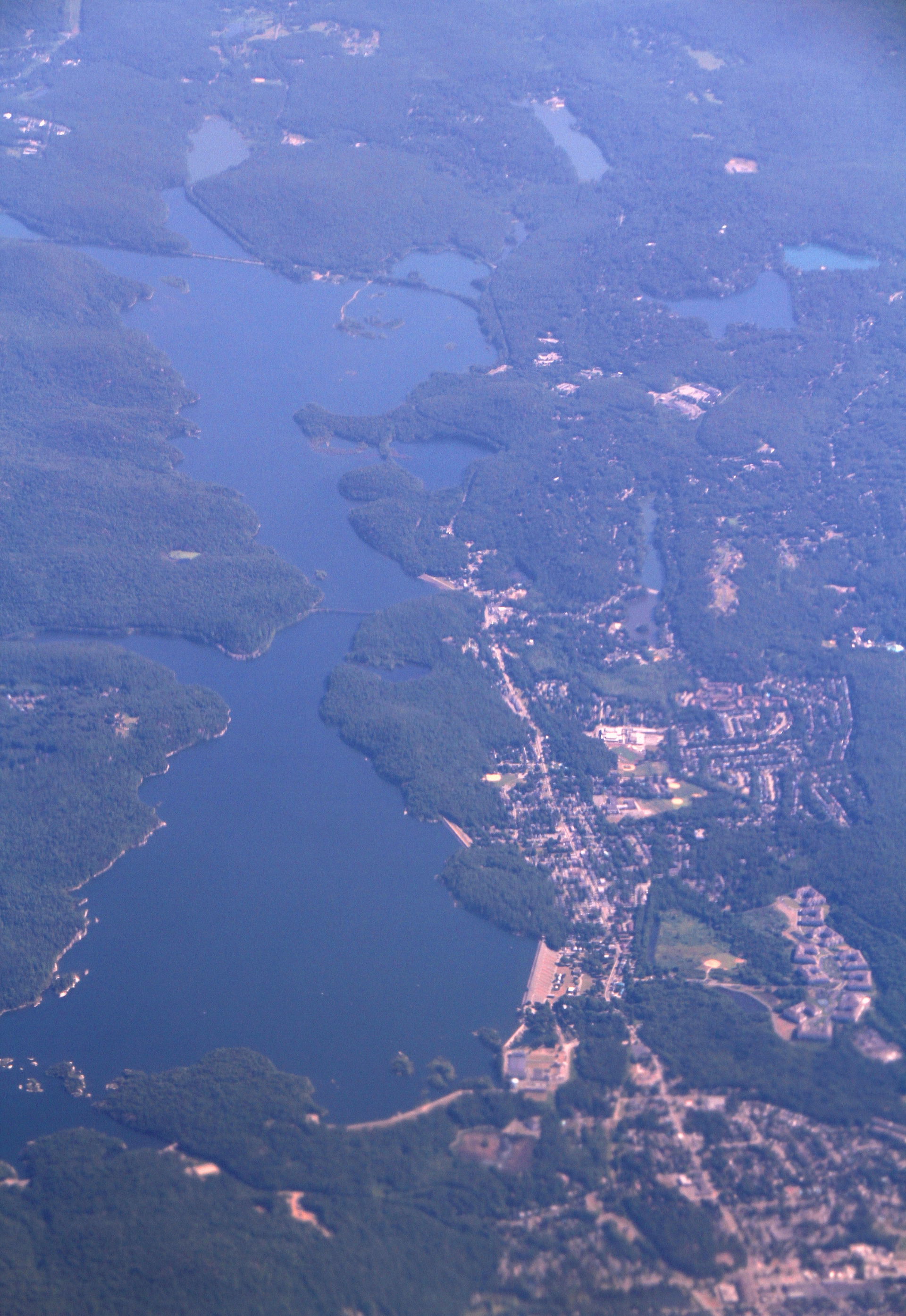 Aerial view of Wanaque and Wanaque Reservoir, in Passaic County…