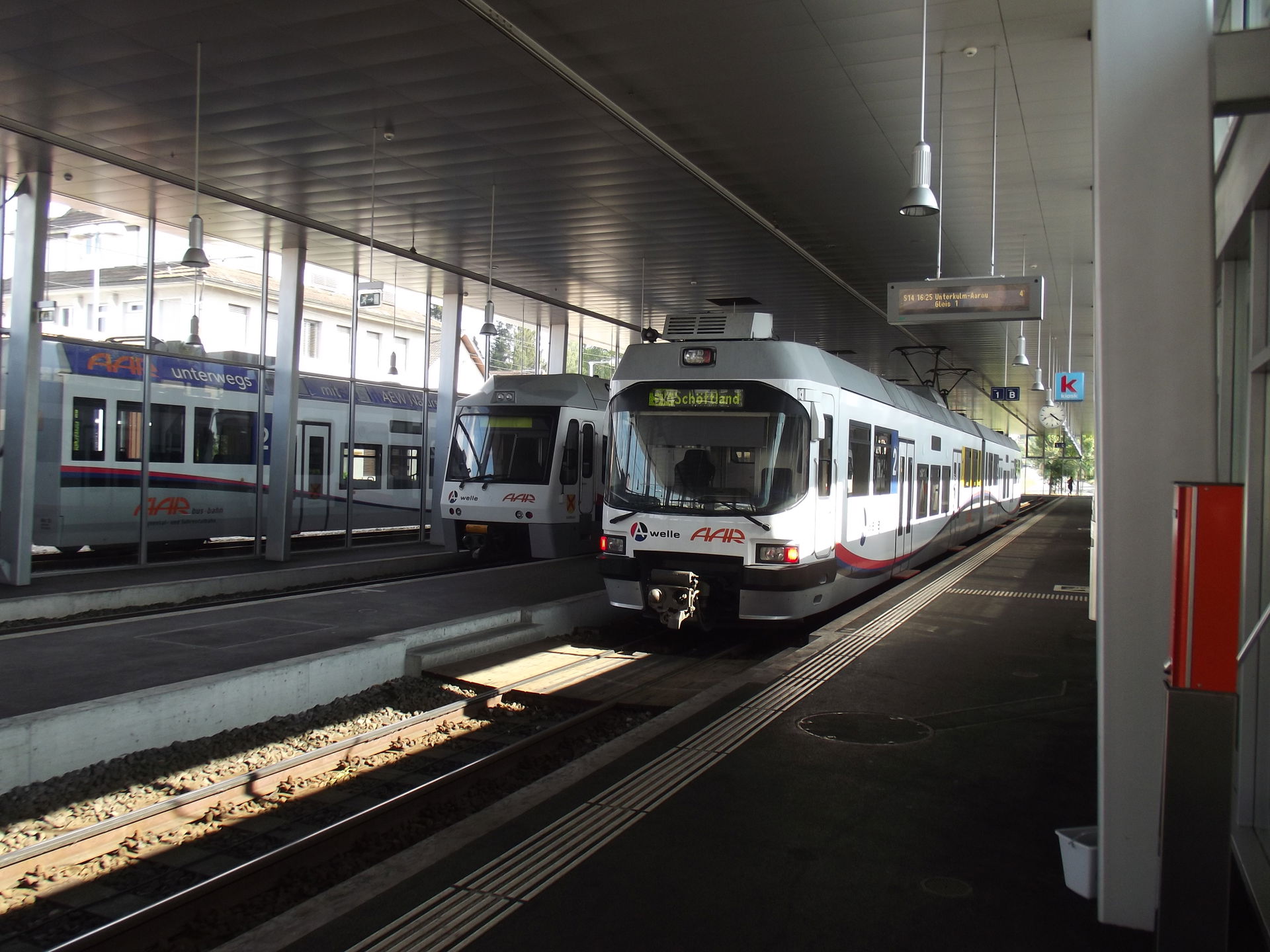 Endstation of the Wynentalbahn in Menziken. It is enclosed and …