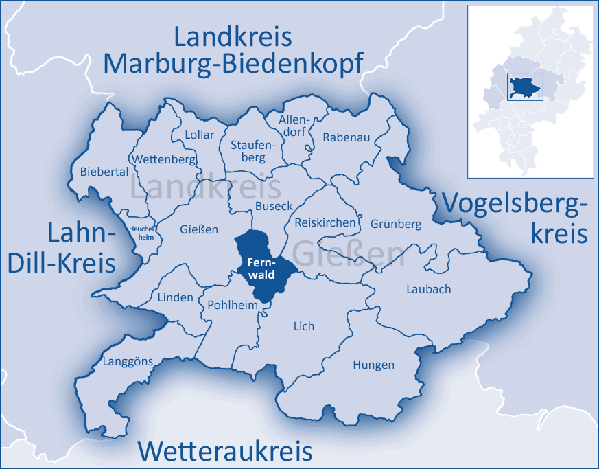 The map shows a district in the area of Gießen (district)