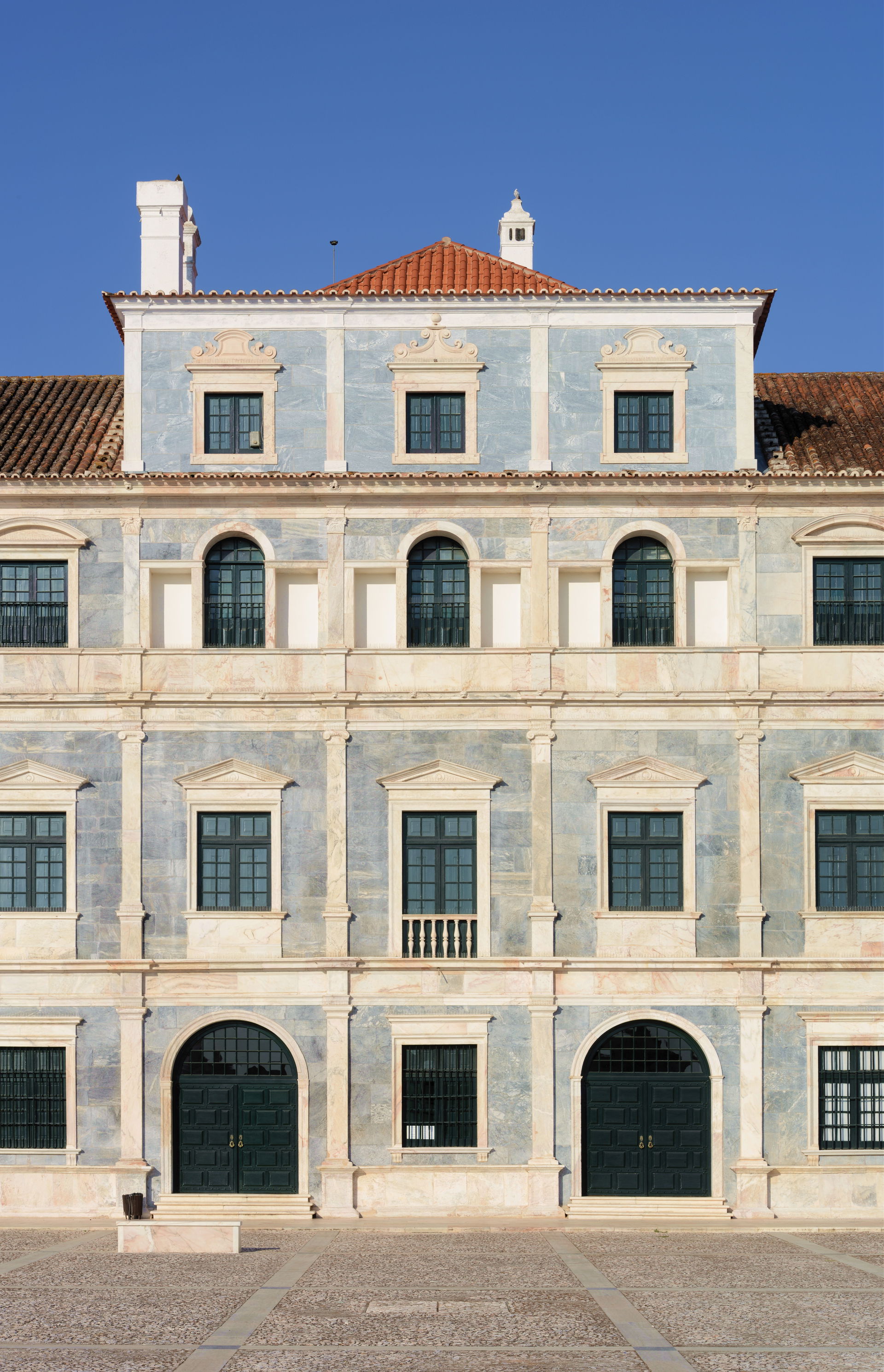 Main facade of the Ducal Palace of Vila Viçosa, Portugal. The o…