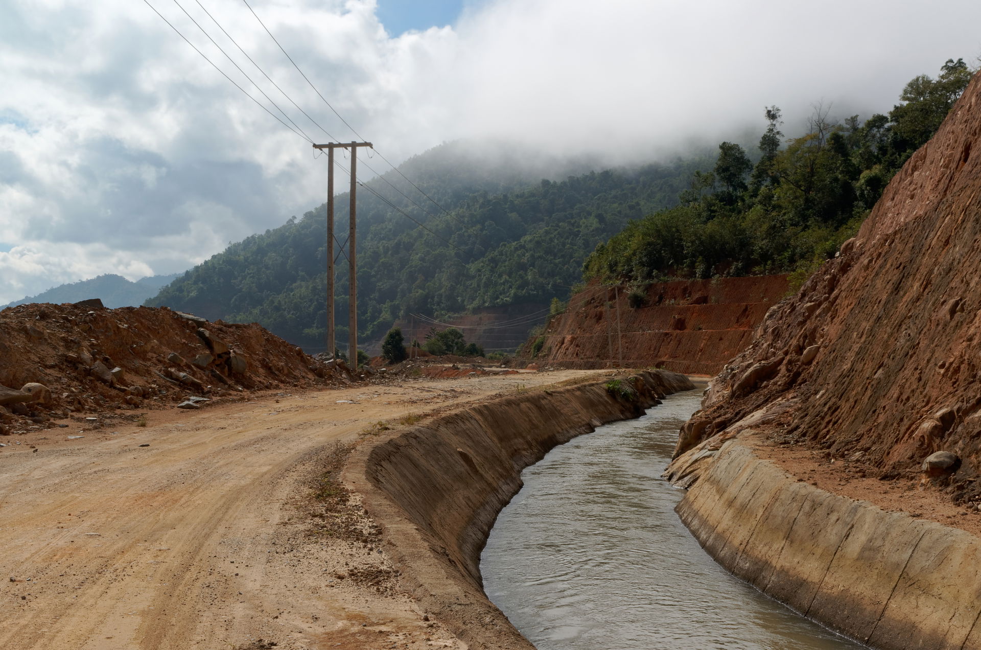 New riverbed next to the former Ted Lang Waterfalls in Xiangkho…