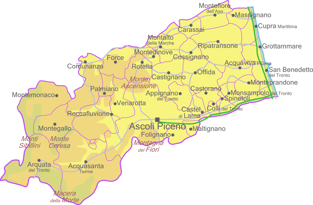 Map of the Province of Ascoli Piceno, Italy