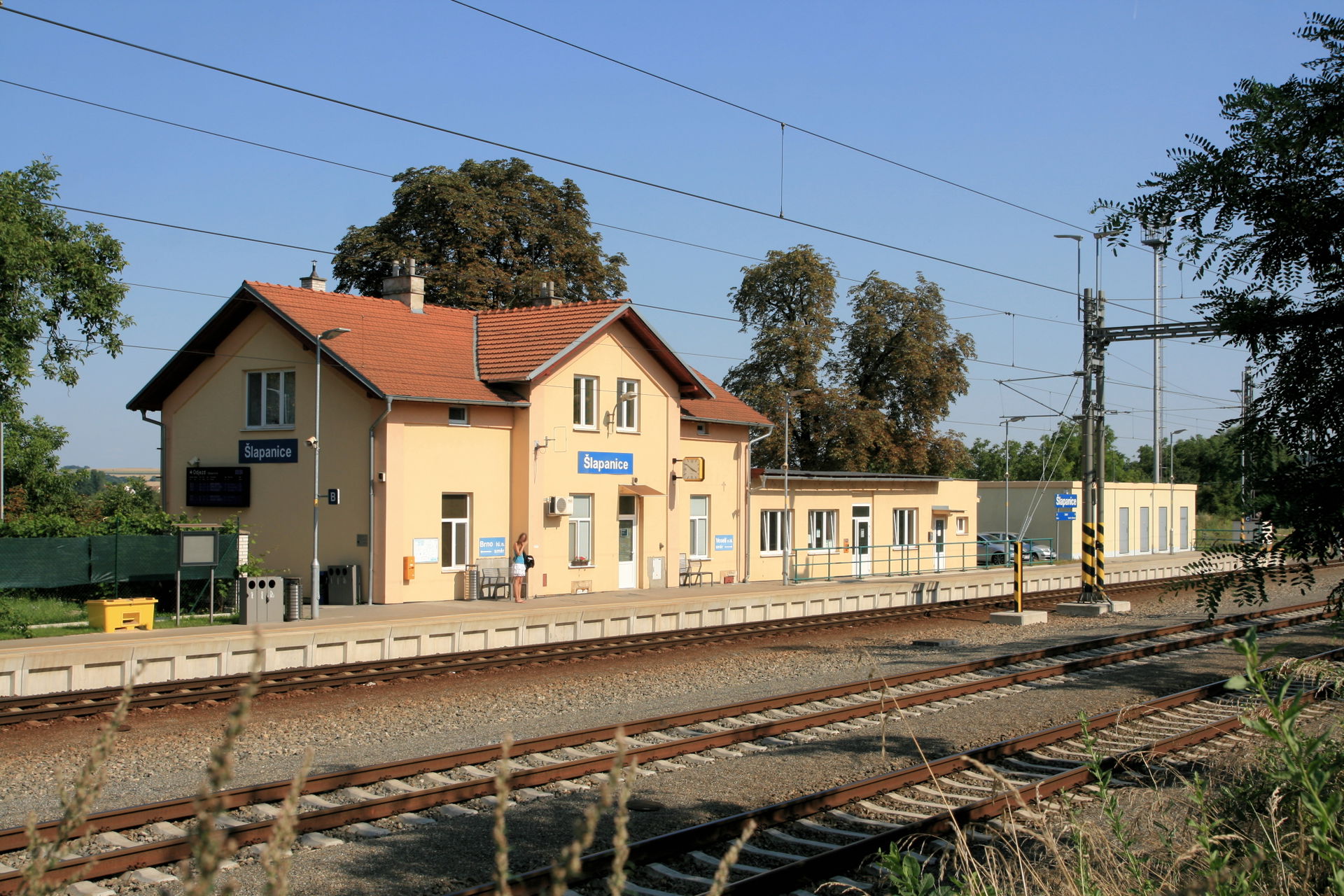 Train station in Šlapanice, Brno-Country District, South Moravi…