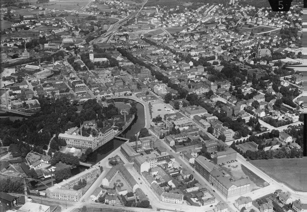 A aerial view of the Borås City in Sweden. Borås is a city and …