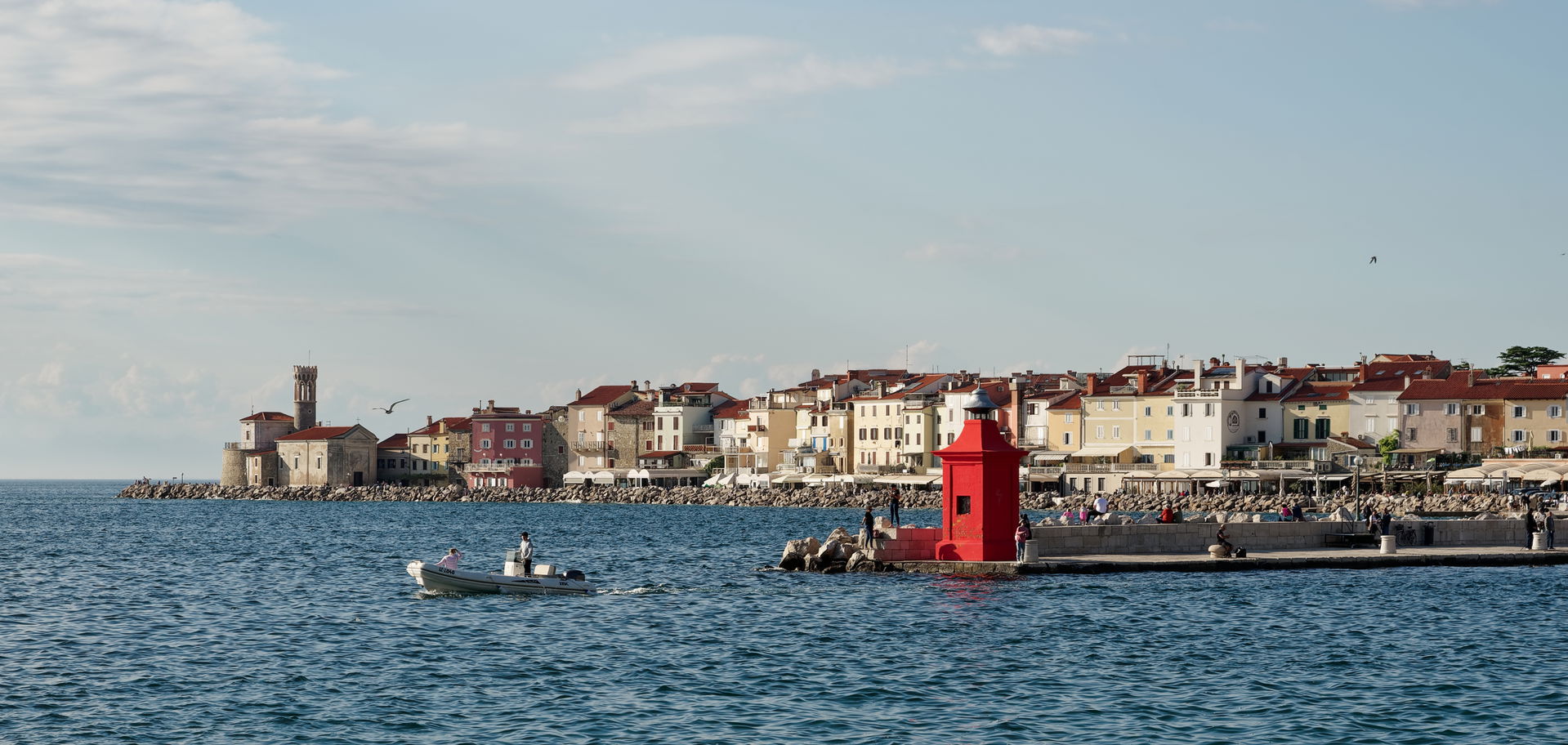Cape Madona with Piran Round Tower on the left - view from Pira…