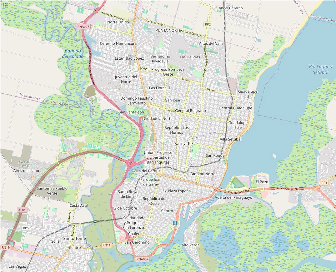 OSM situa mapo de Santa Fe de la Vera Cruz