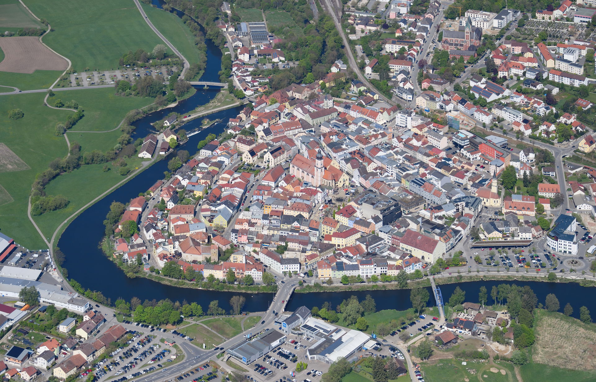 Aerial image of Cham, Germany (view from the southeast)