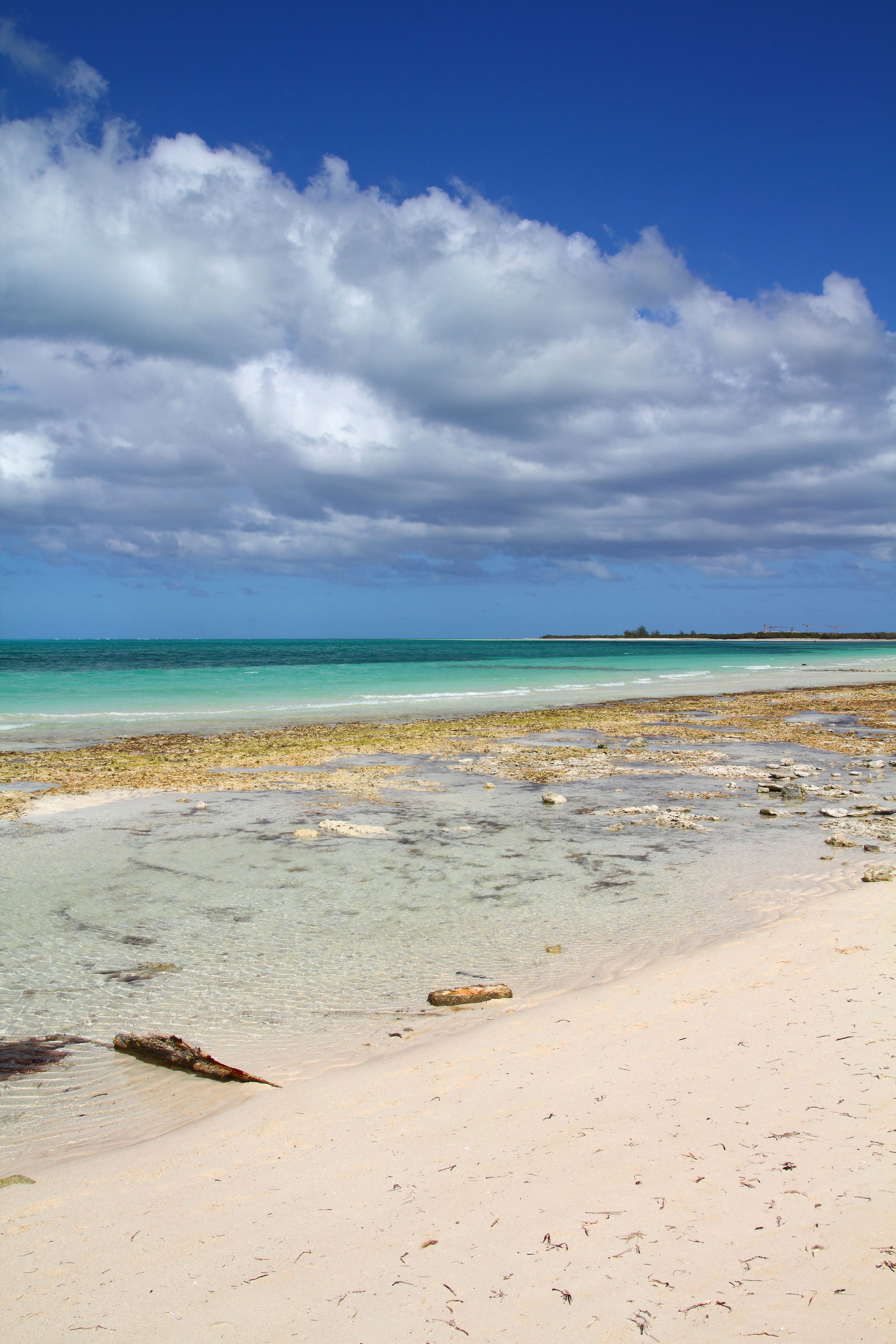 Cayo Coco sandy beach and the reef in Jardines del Rey, Cuba.