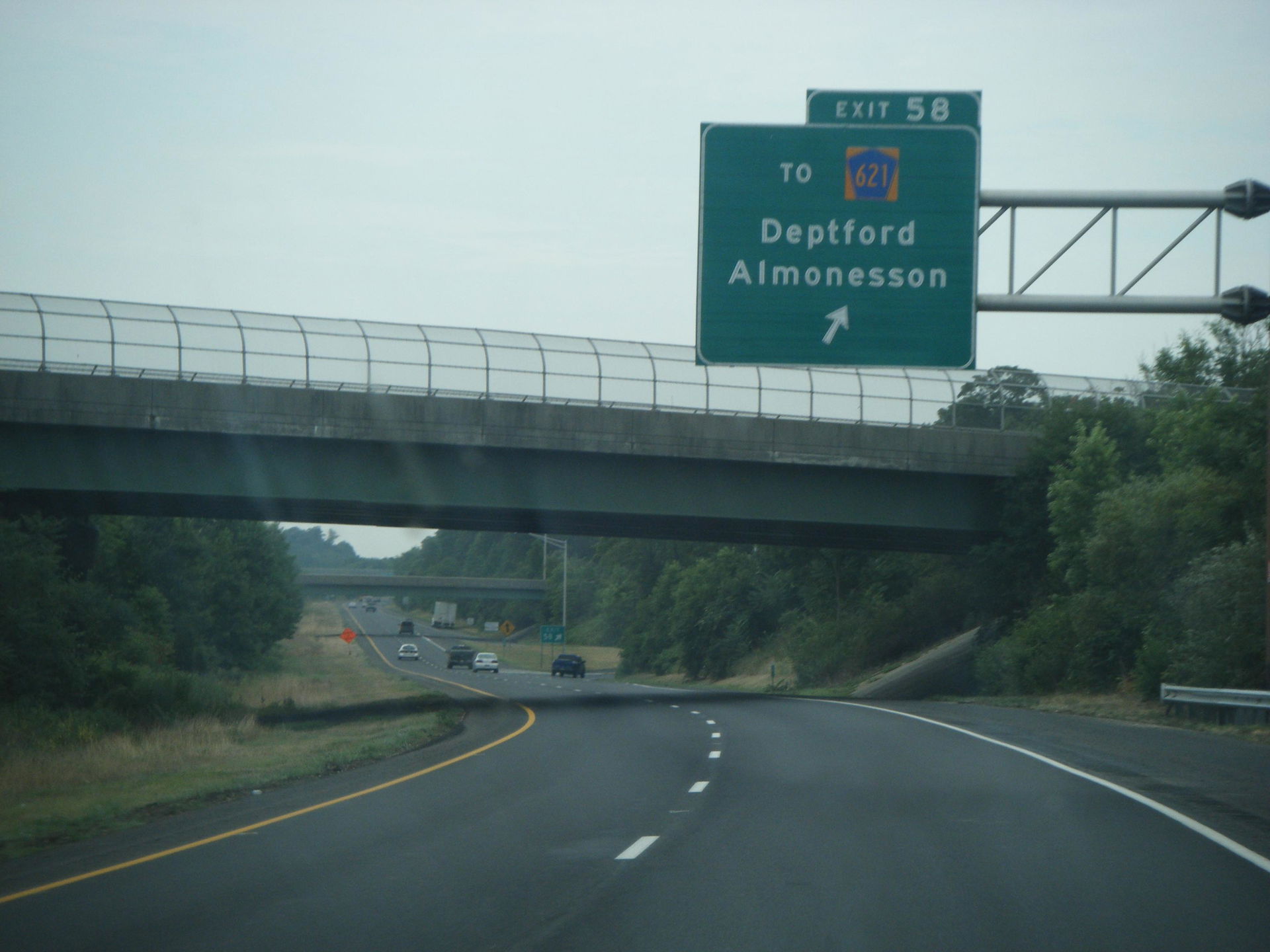 Southbound New Jersey Route 55 at the exit for Deptford Center …