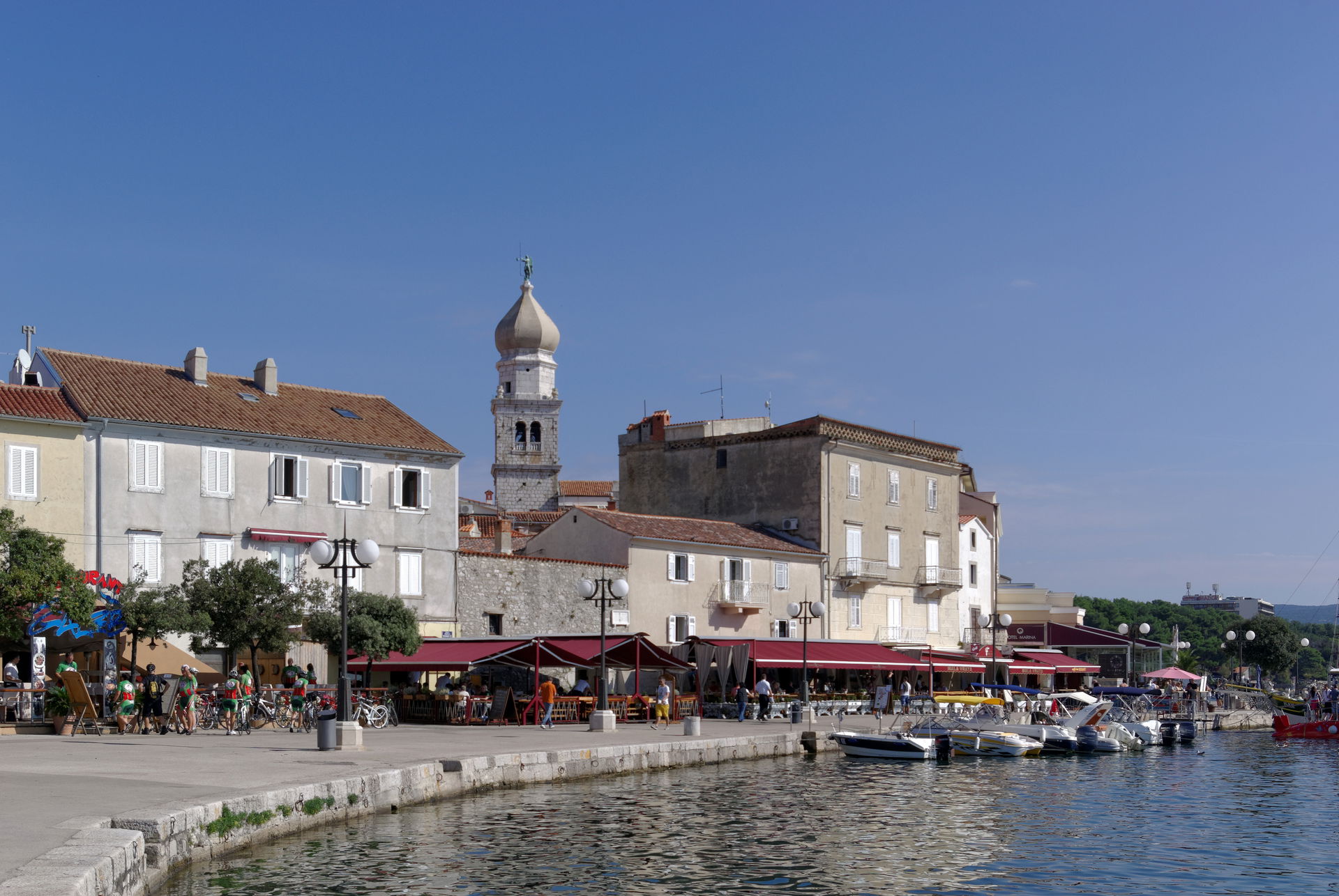 Croatia, Krk, harbour promenade