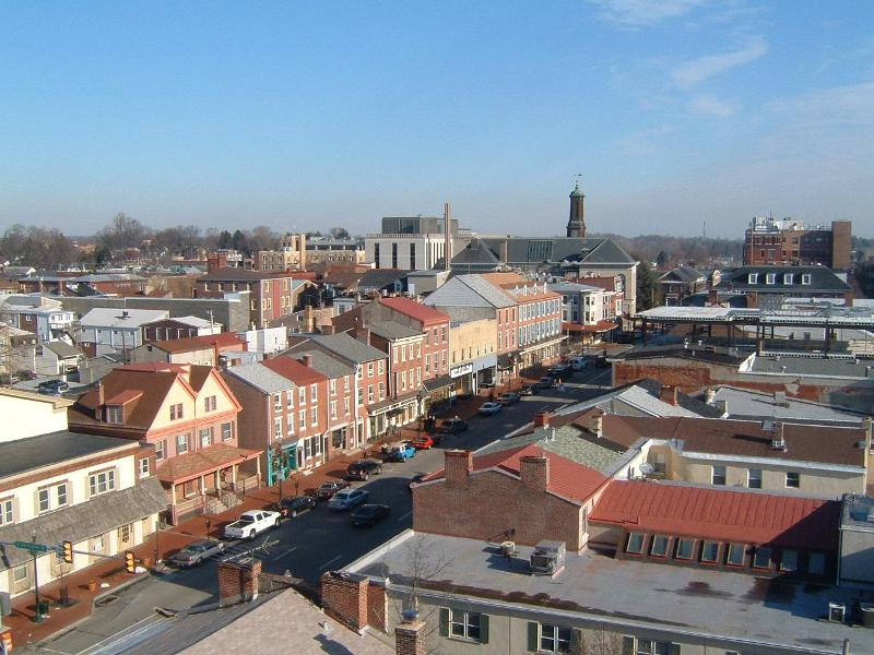 Town center of West Chester. View looks northeast along Market …