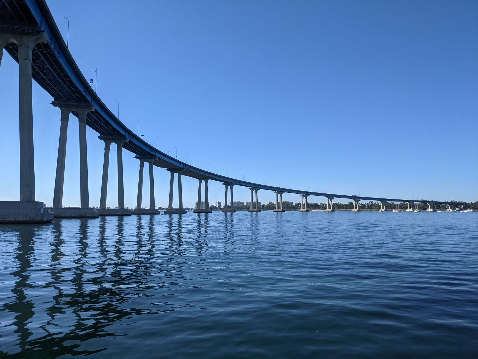 Coronado bridge at Coronado Island from San Diego Bay