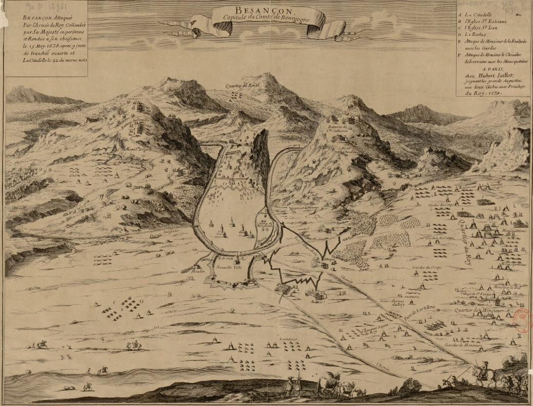 Besançon, Attaquée par l'Armée du Roy Louis XIV en 1674.