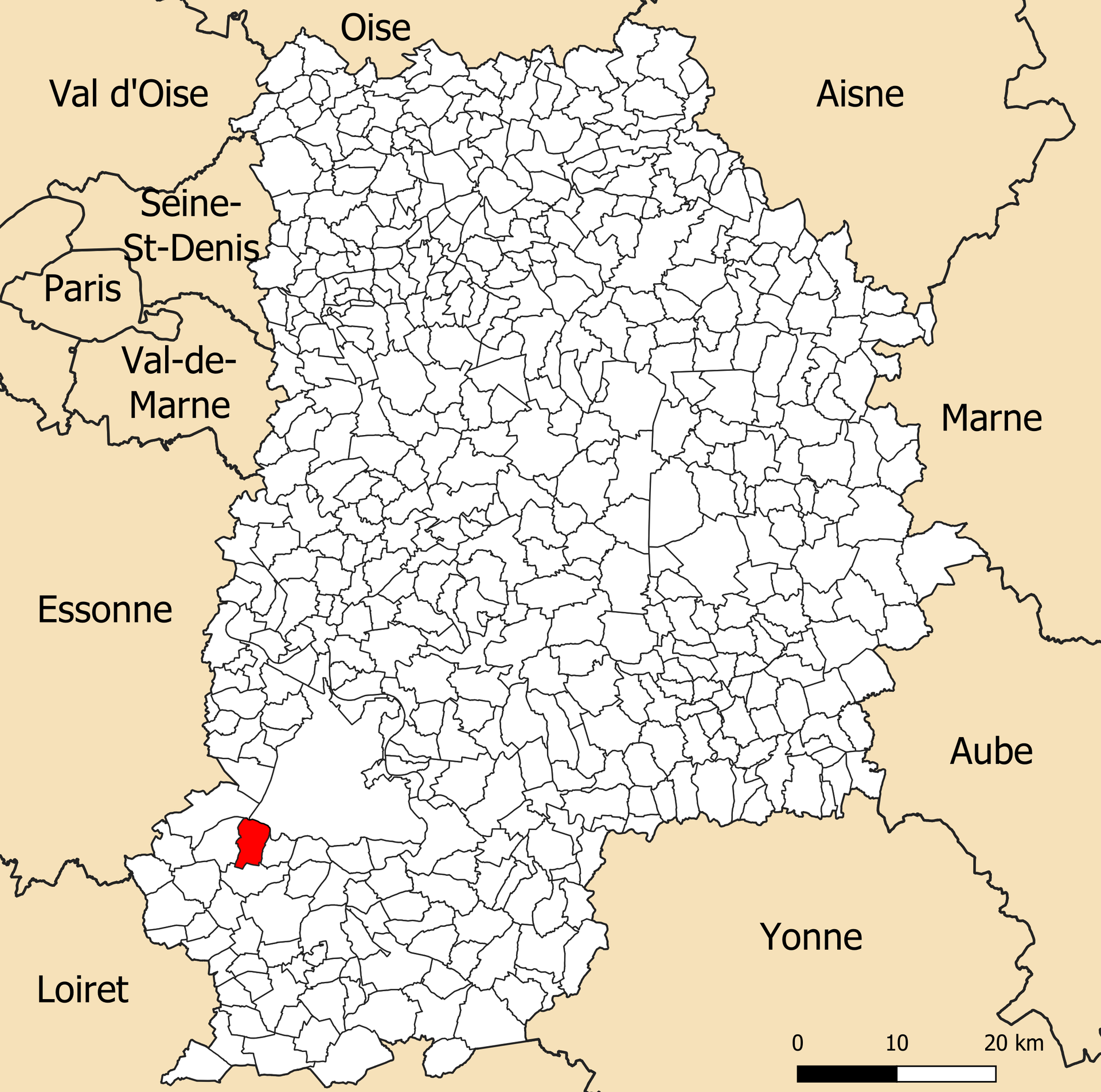 Localisation de la commune de Achères-la-Forêt dans le départem…