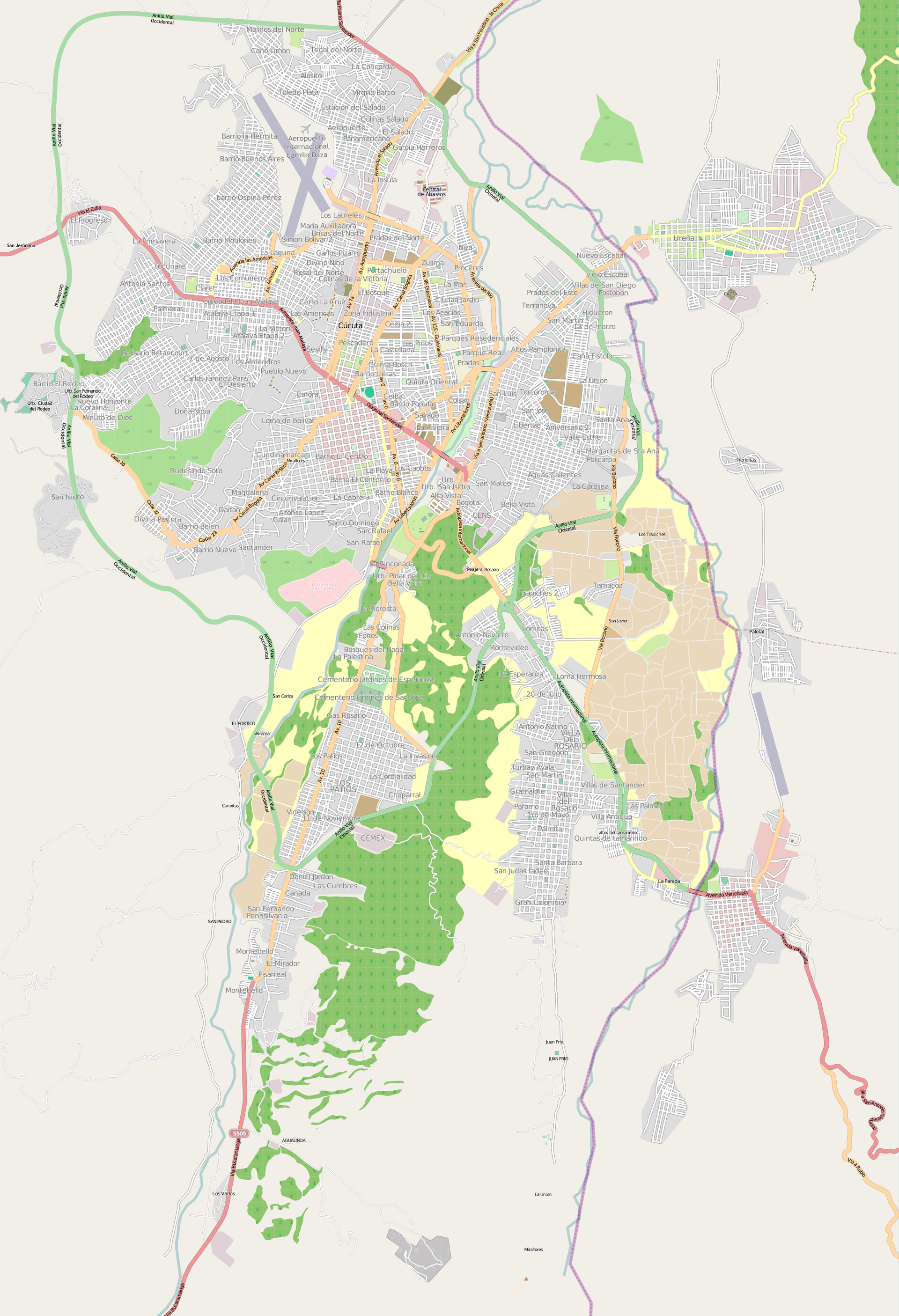 Mapa de la ciudad de Cúcuta en PNG