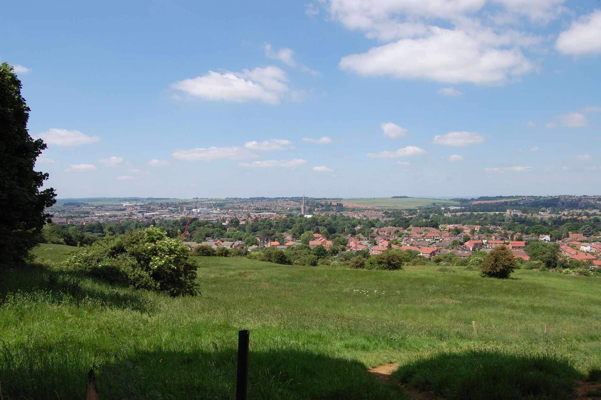 Grantham town centre as seen from the top of the hills and holl…