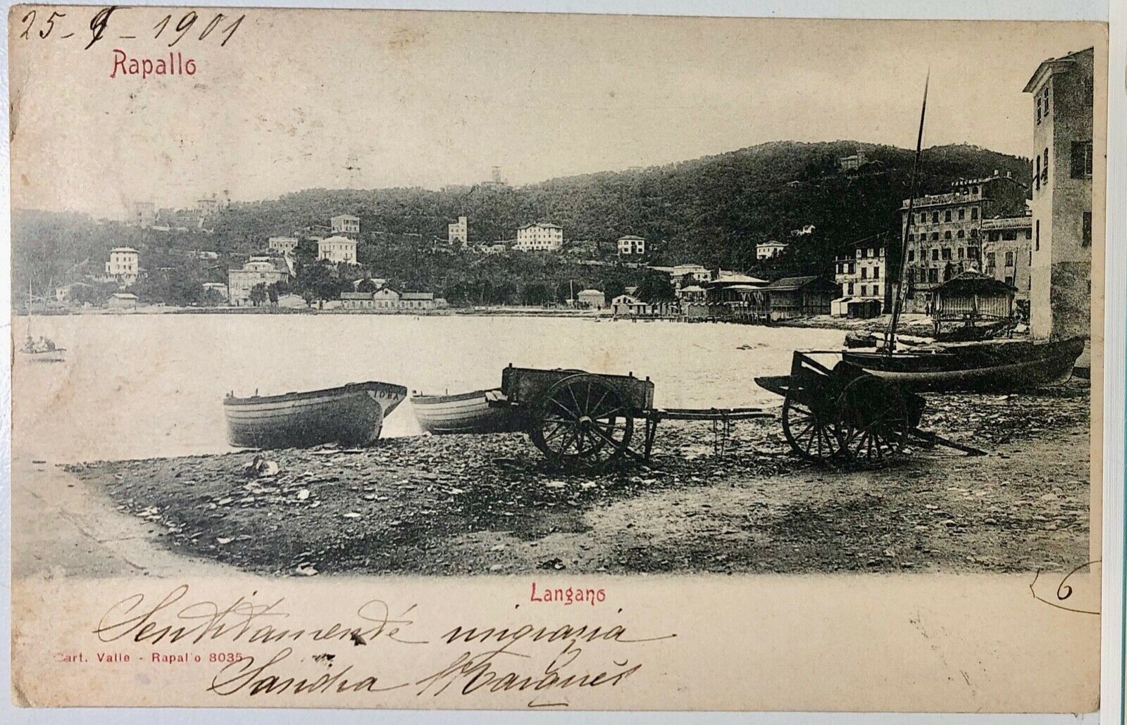 Rapallo, Langano. Cartolina del 1901.