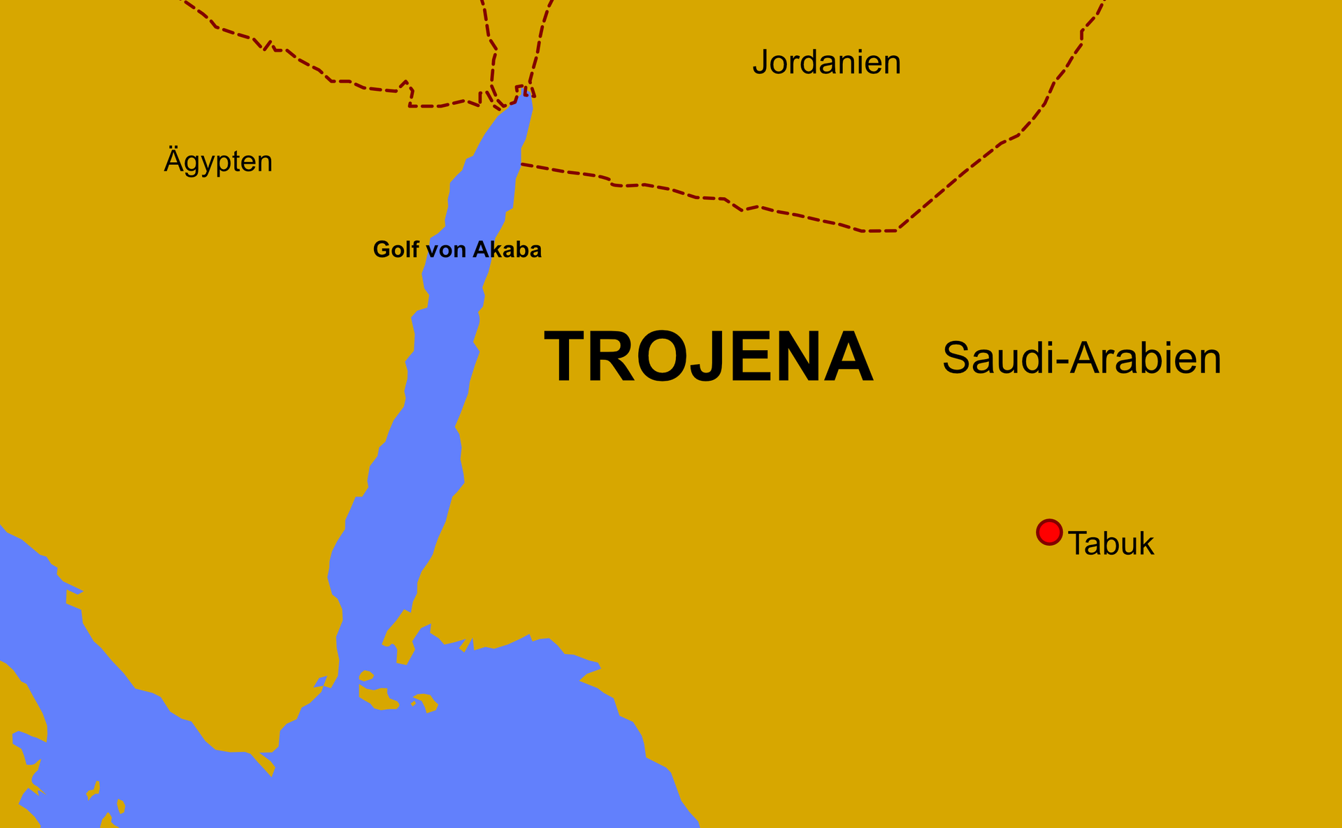 Auf dem Bild wird gezeigt wo Trojena (Projekt von Neom) liegt.