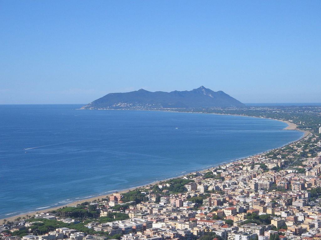 Terracina with Monte Circeo in the background, Lazio, Italy