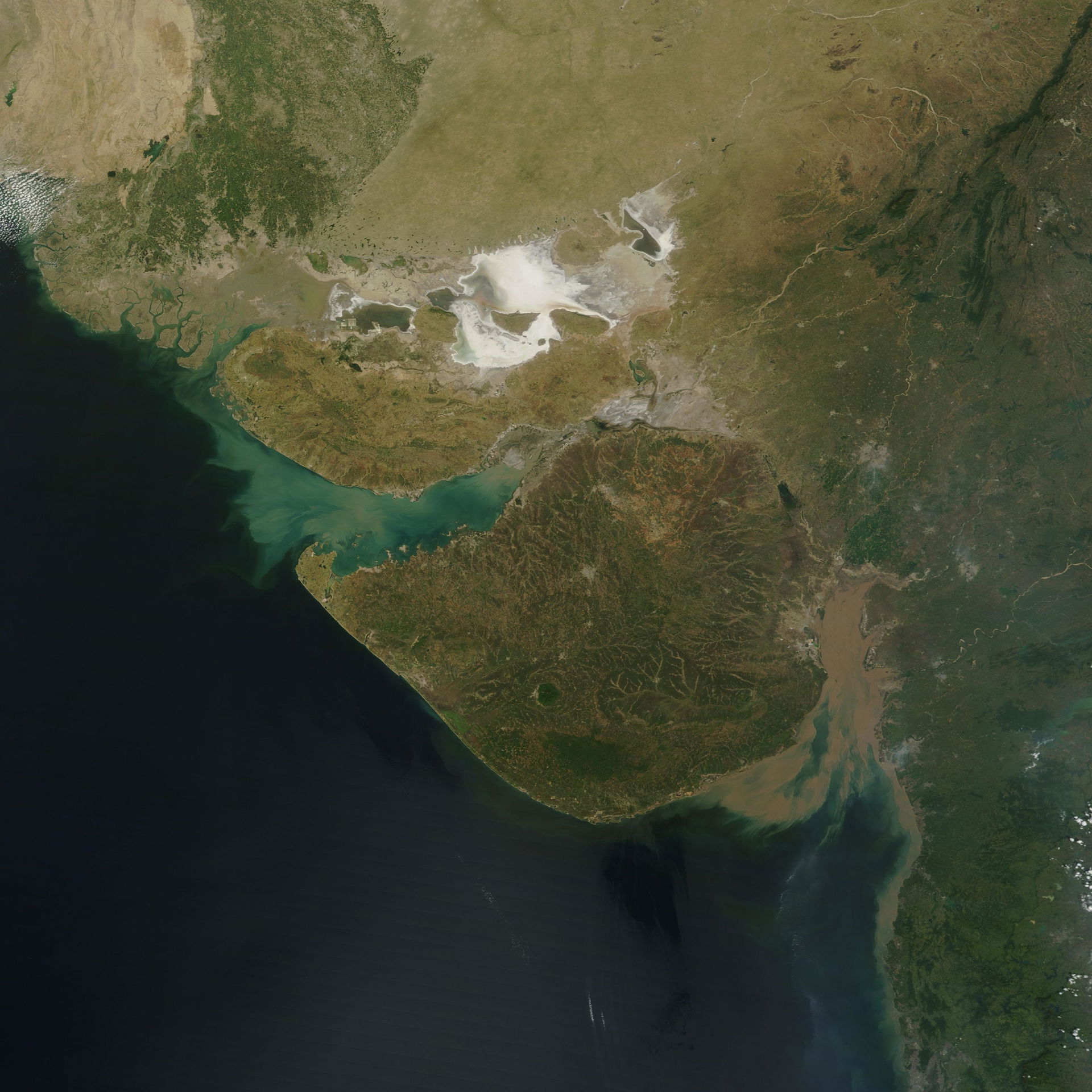 An image taken by NASA of Gujarat, India.