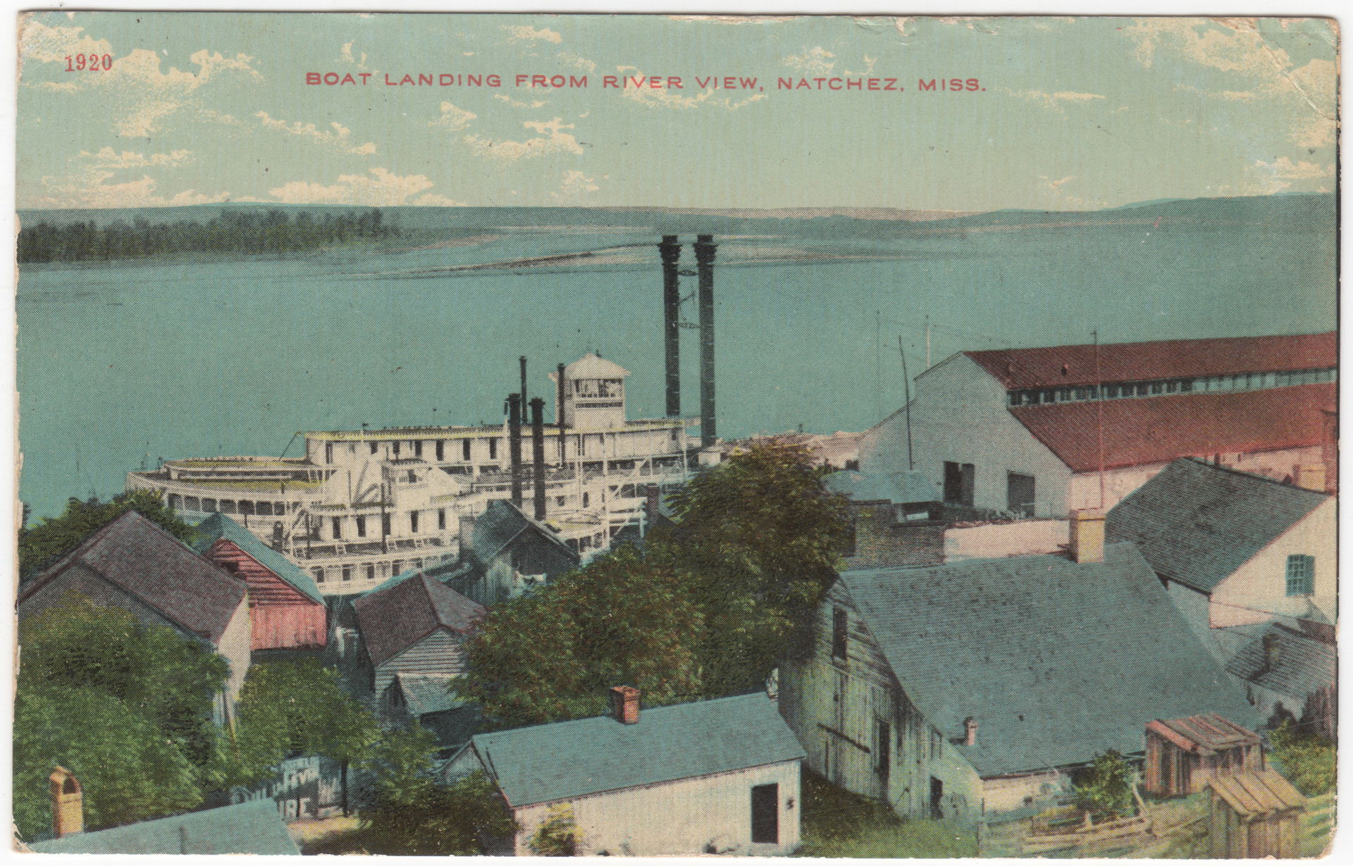 Anchor Line steamboat at levee, Natchez-Under-The-Hill, Natchez…