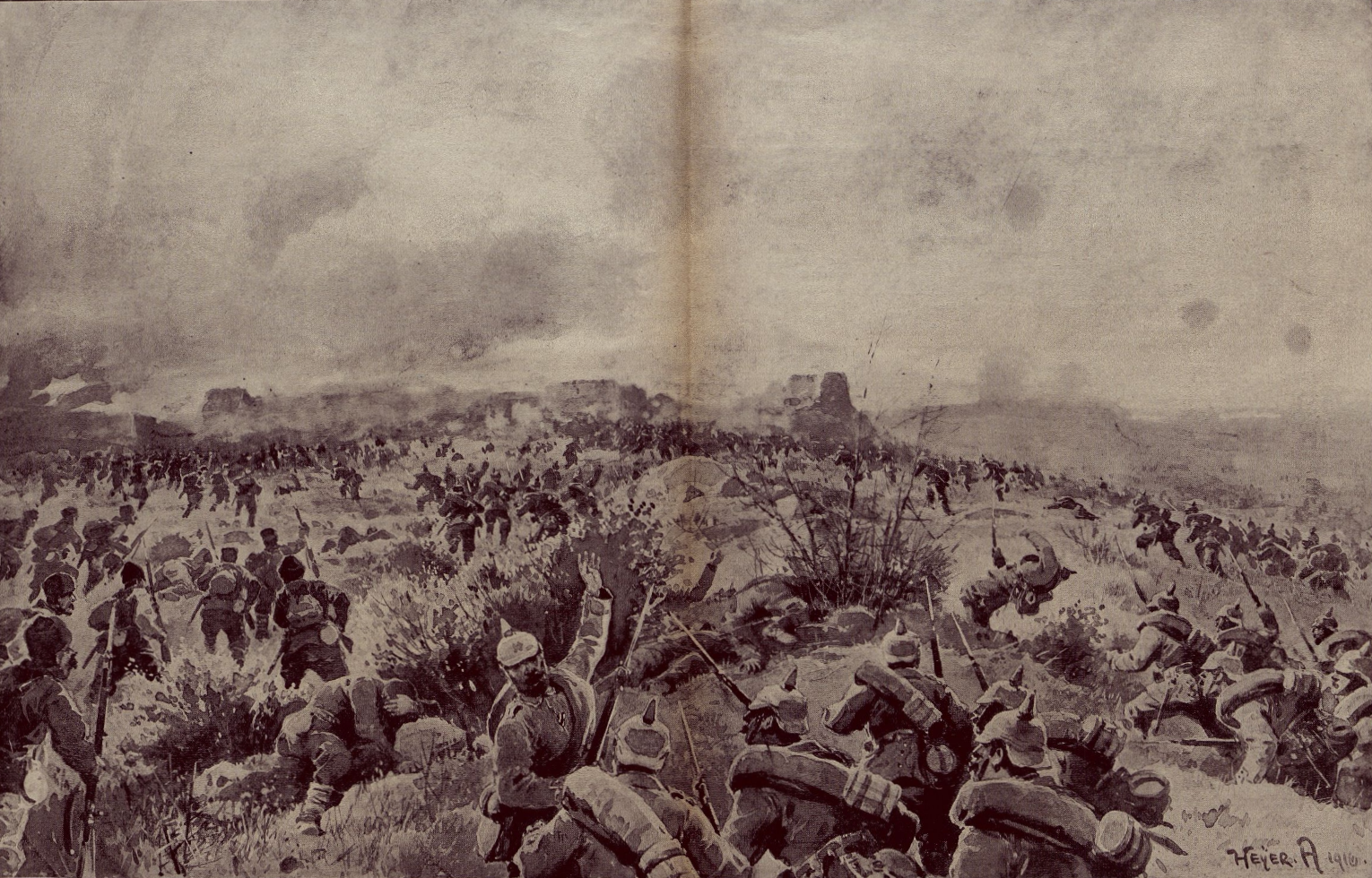 Storm of the victorious German and Bulgarian forces on the heav…