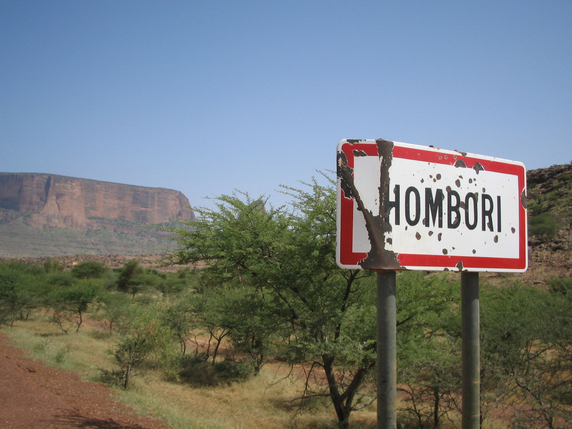 Road sign of Hombori villate and Hombori Tondo, the highest mou…