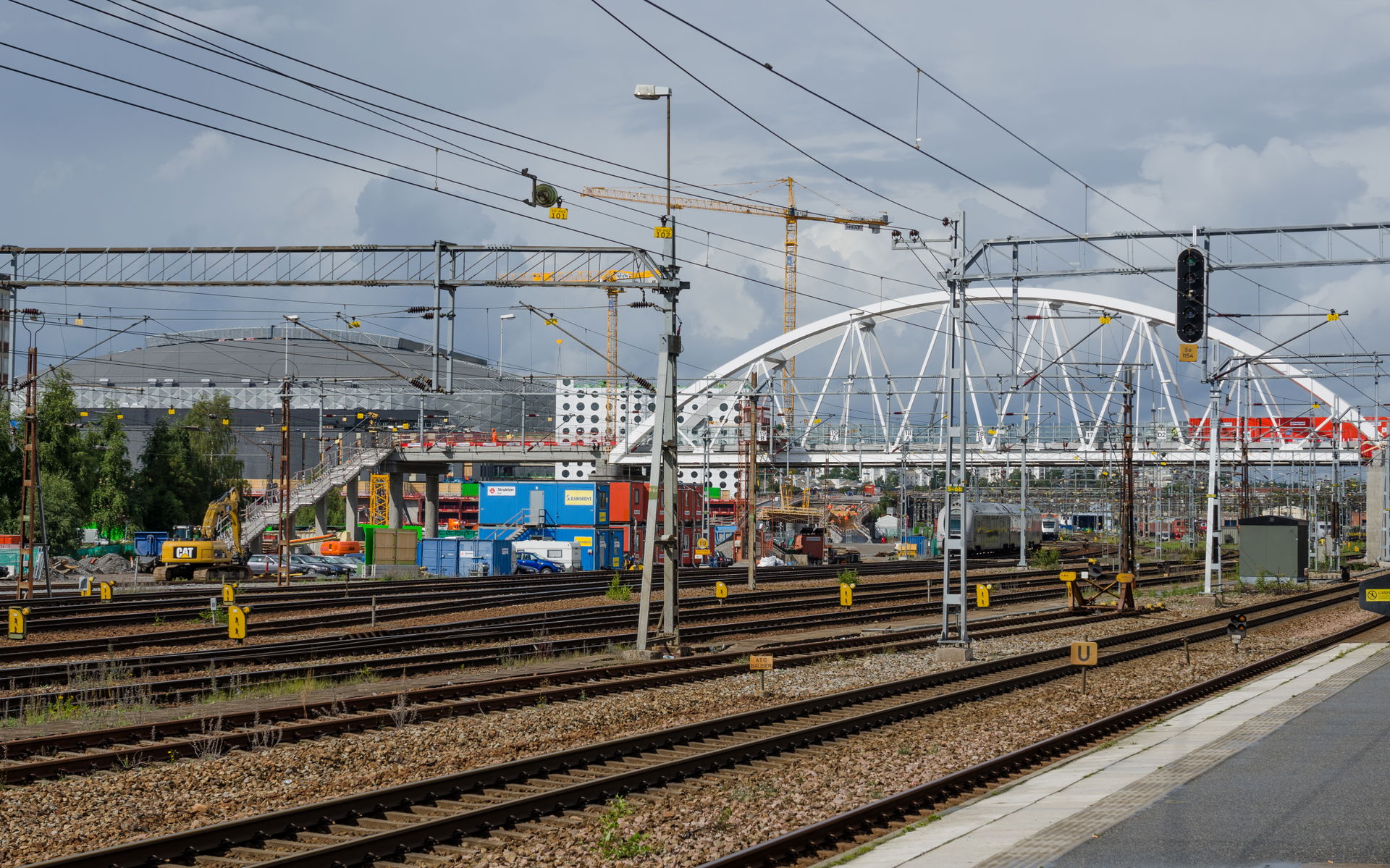 Solna station. View towards the new Friends Arena