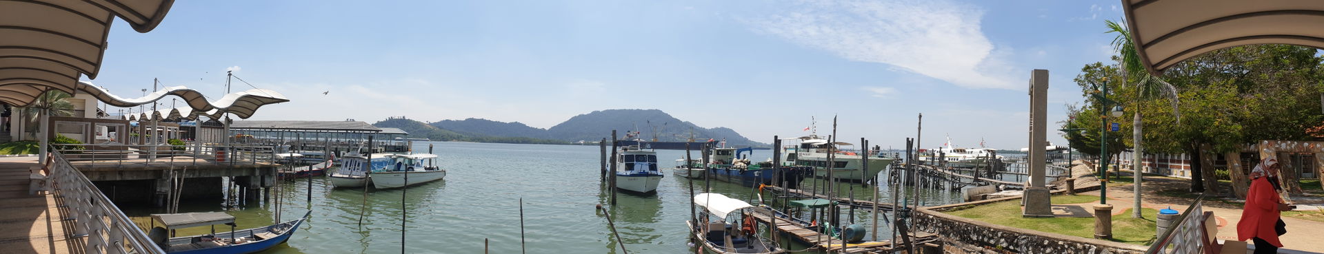 Walkway at the Lumut jetty, looking across the water to Pangkor…