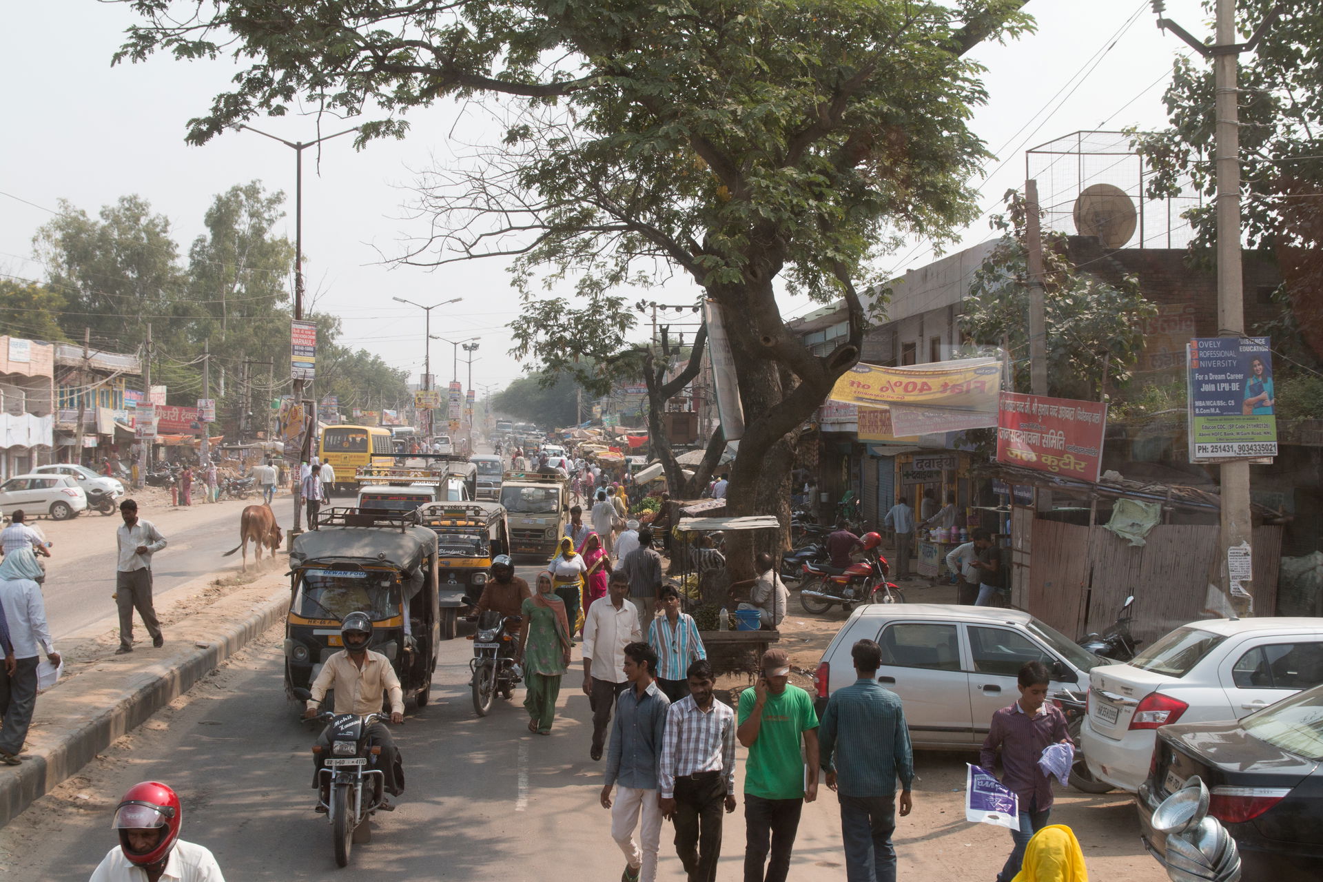 Usual traffic jams driving through Narnaul.