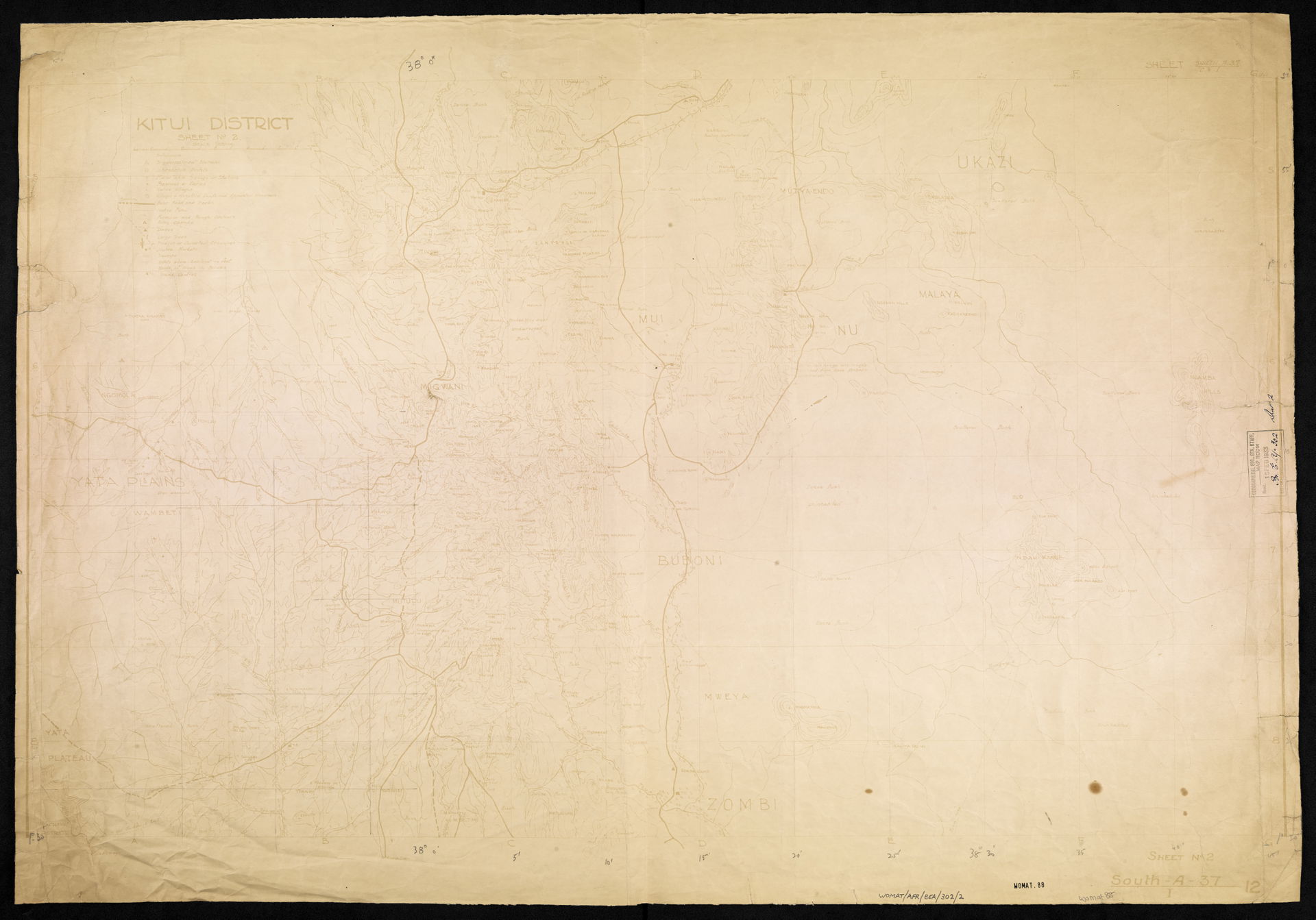 Shows a region of central Kenya, indicating hydrology, relief w…
